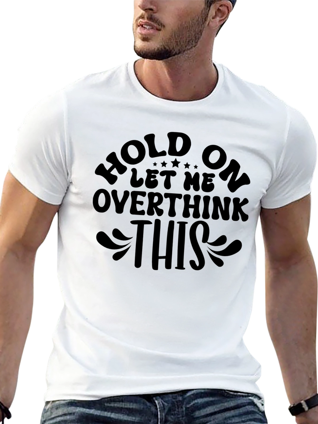 Black Overthinker Tee - Hold On Let Me Overthink This Black T-Shirt view 13