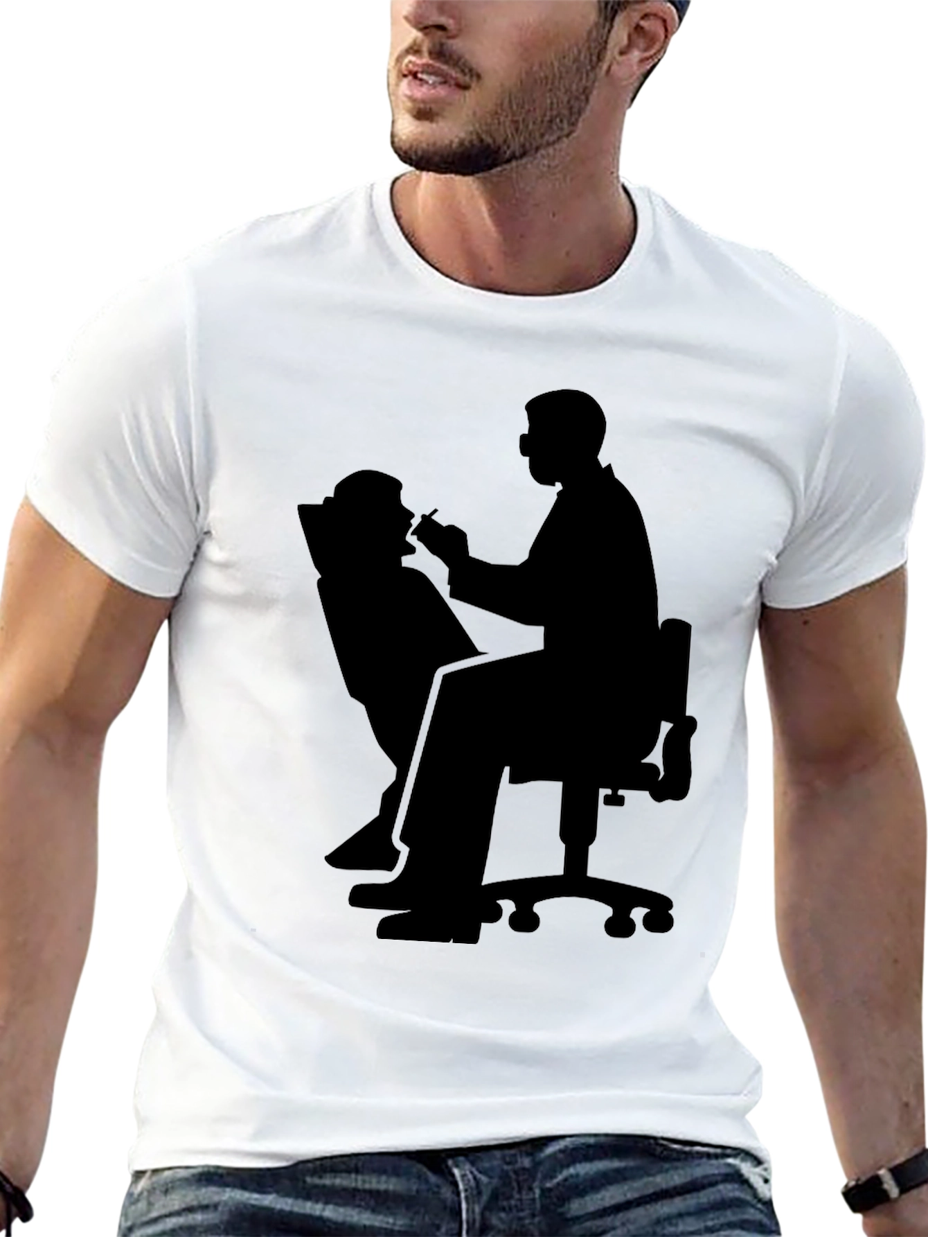 Black Dentist Silhouette Graphic T-Shirt view 13