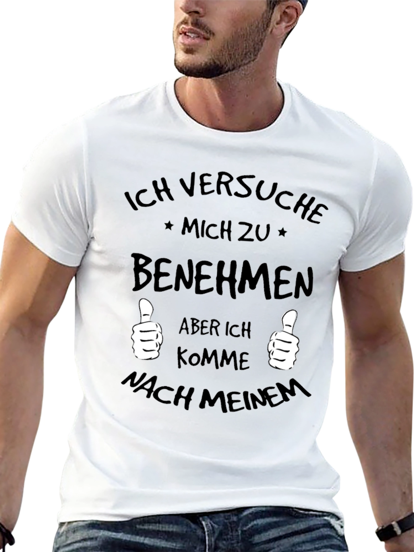 Black Funny German Humor T-Shirt - Ich Versuche Mich Zu Benehmen view 13
