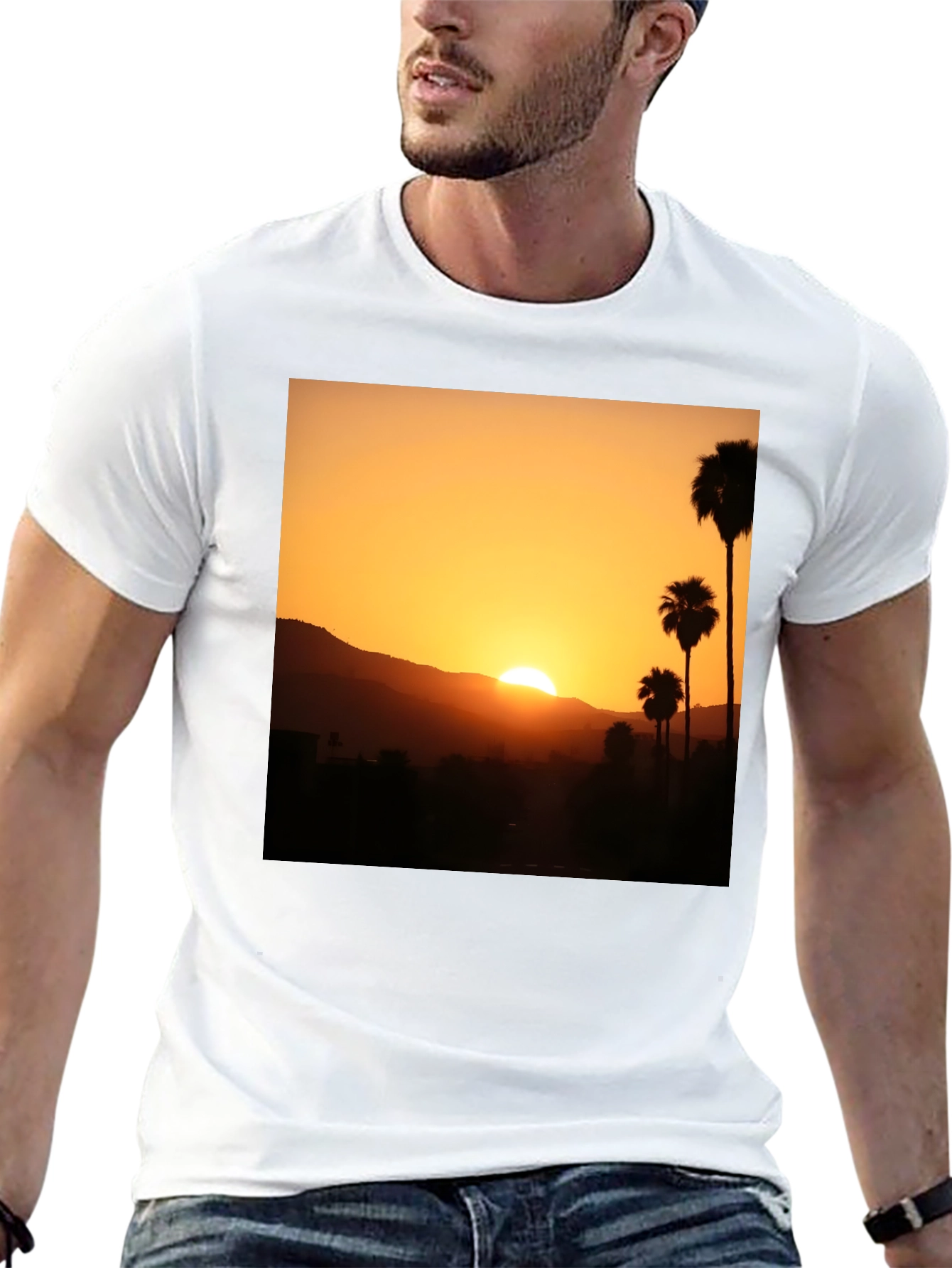 Black Sunset Palm Tree Graphic T-Shirt - Stylish Black Tee view 13