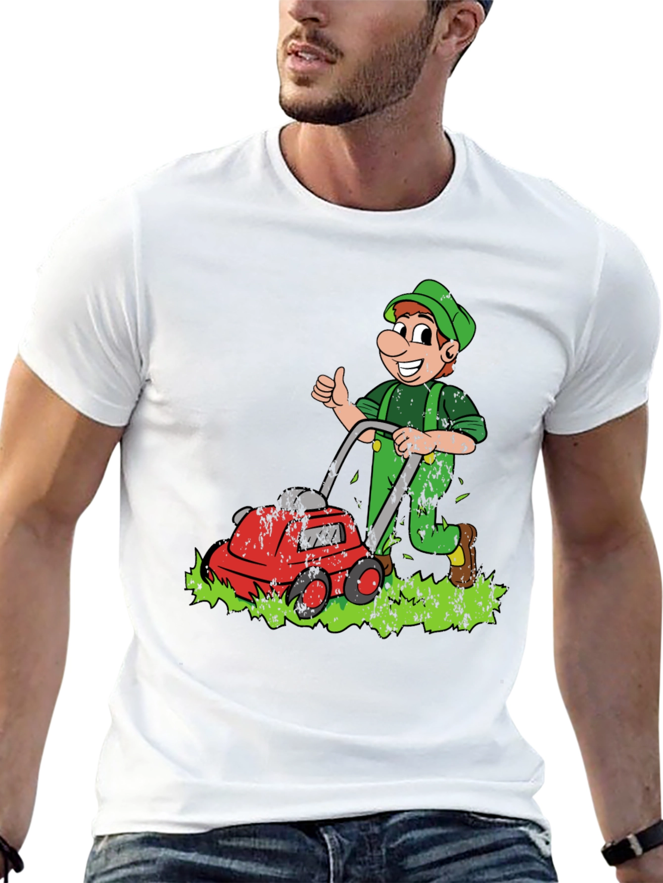 Black Lawn Mower Man Cartoon Graphic T-Shirt view 13
