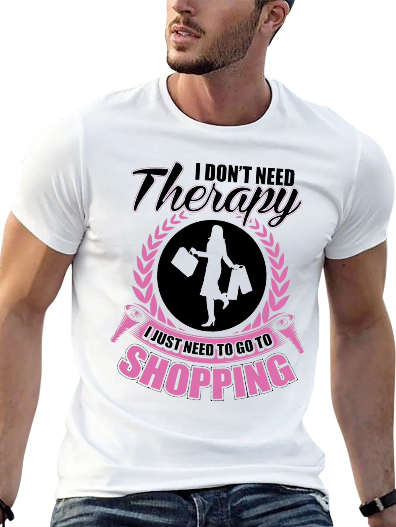 Black Retail Therapy Tee - I Don't Need Therapy, Shopping! view 13