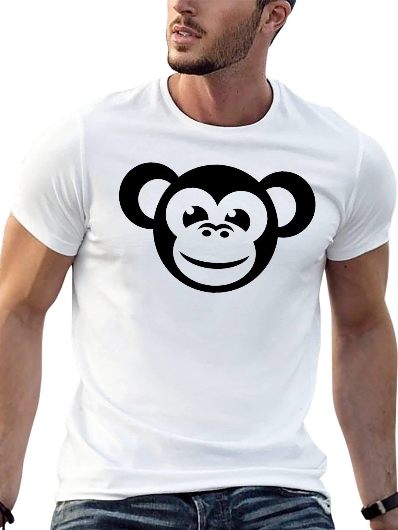 Black Monkey Face Graphic Tee - Black Casual T-Shirt view 13