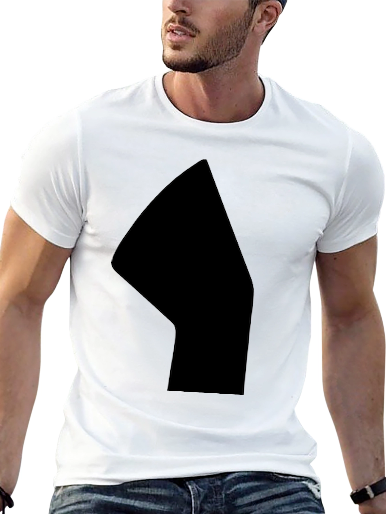 Black Men's Solid Black Graphic Tee - Casual Style view 13