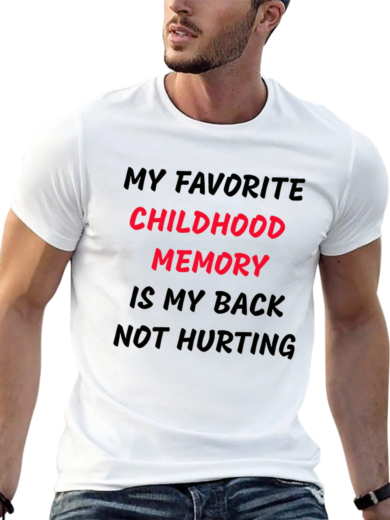 Black Funny Back Pain T-Shirt: My Childhood Memory view 13