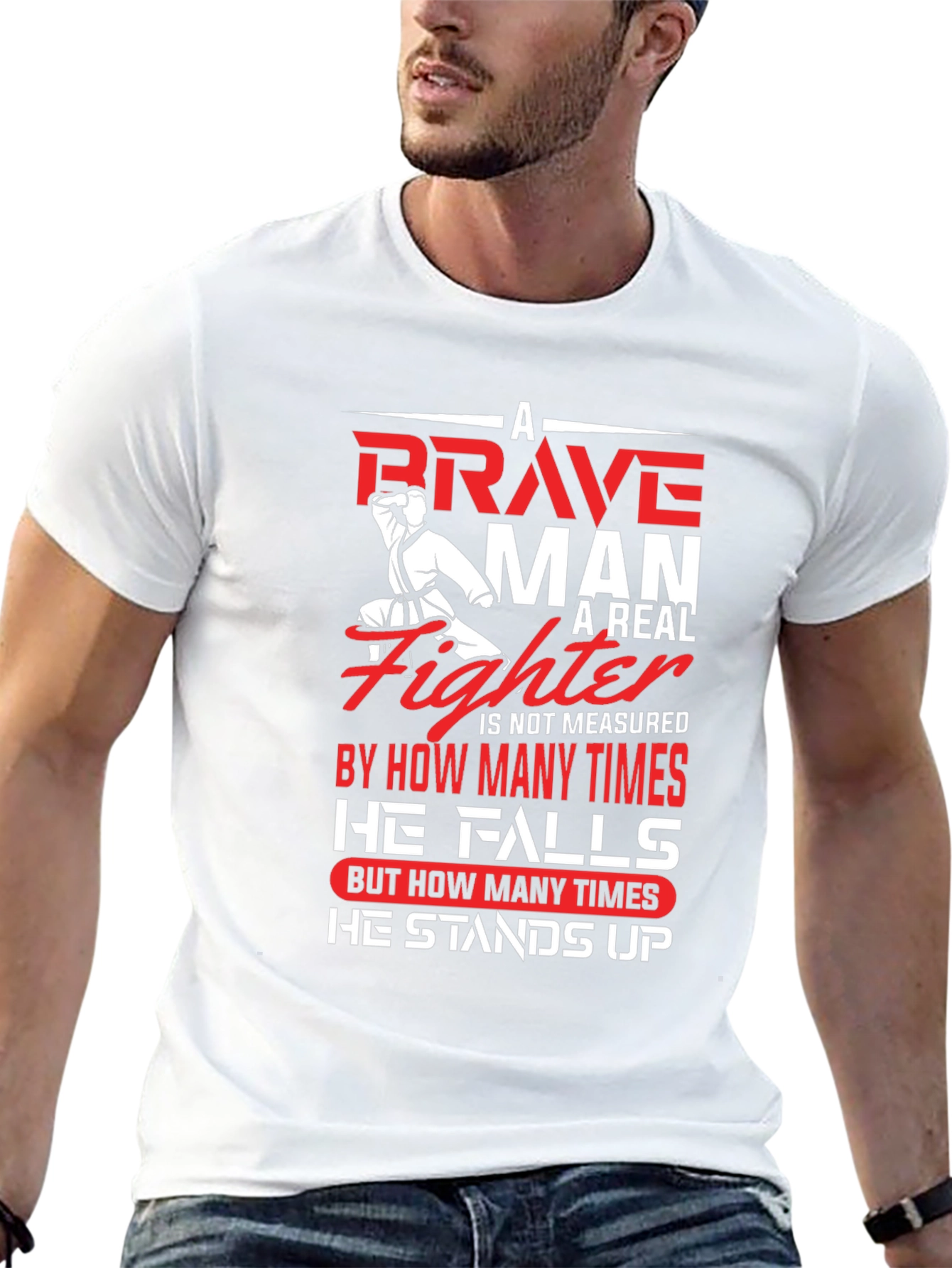 Brave Fighter Graphic T-Shirt - Motivational Karate Design - 13