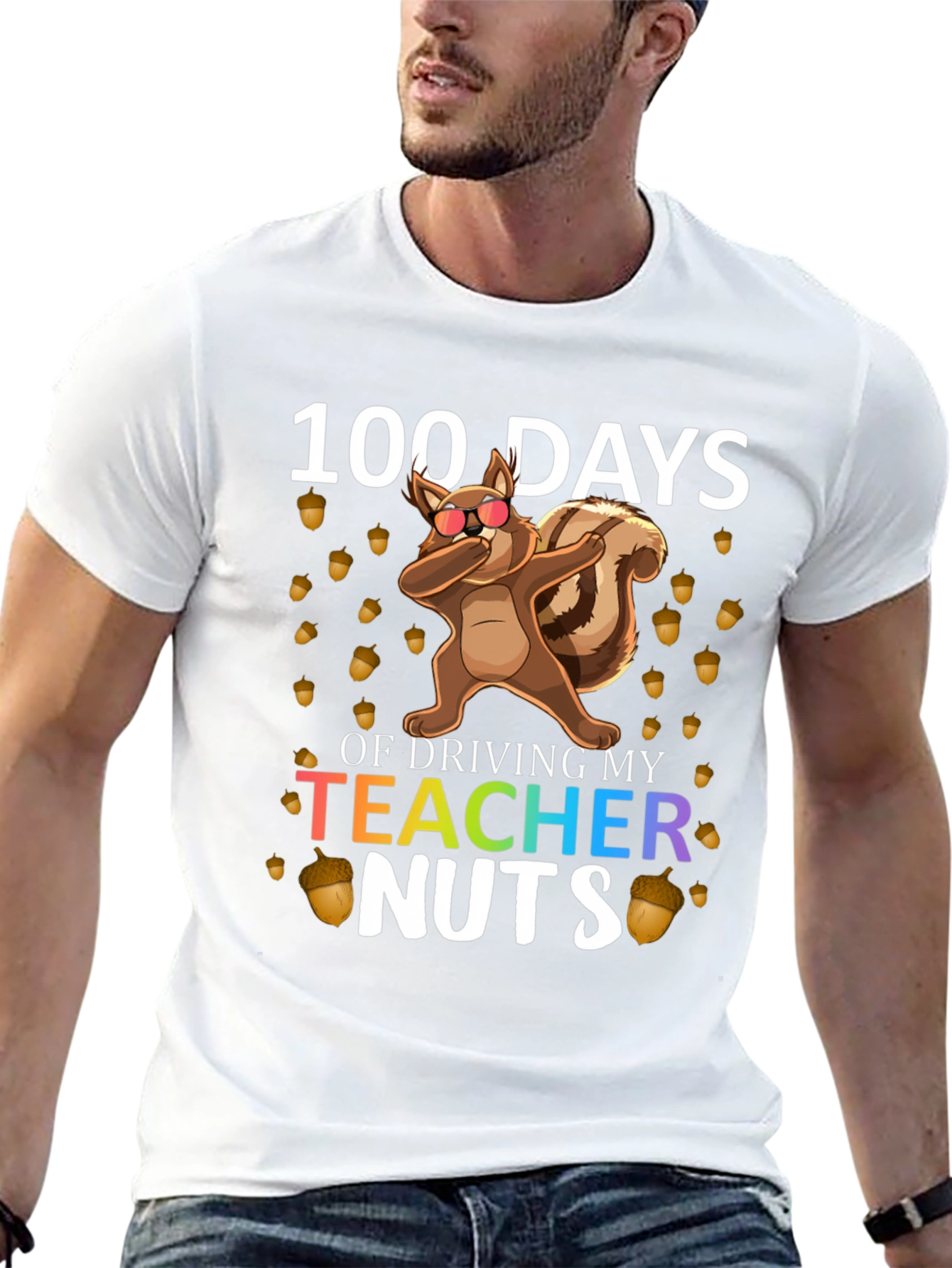Black 100 Days of School Teacher Nuts T-Shirt view 13