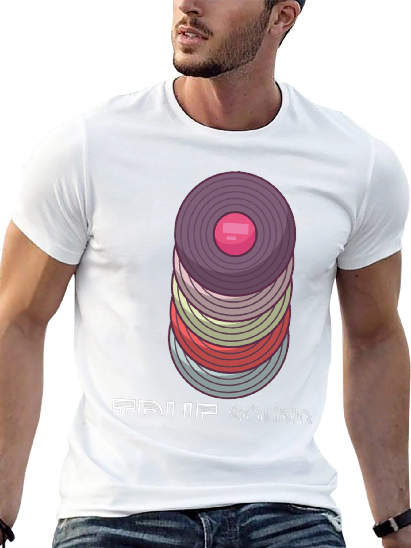 Black Vintage Vinyl Record Stack T-Shirt - Music Lover's Tee view 13