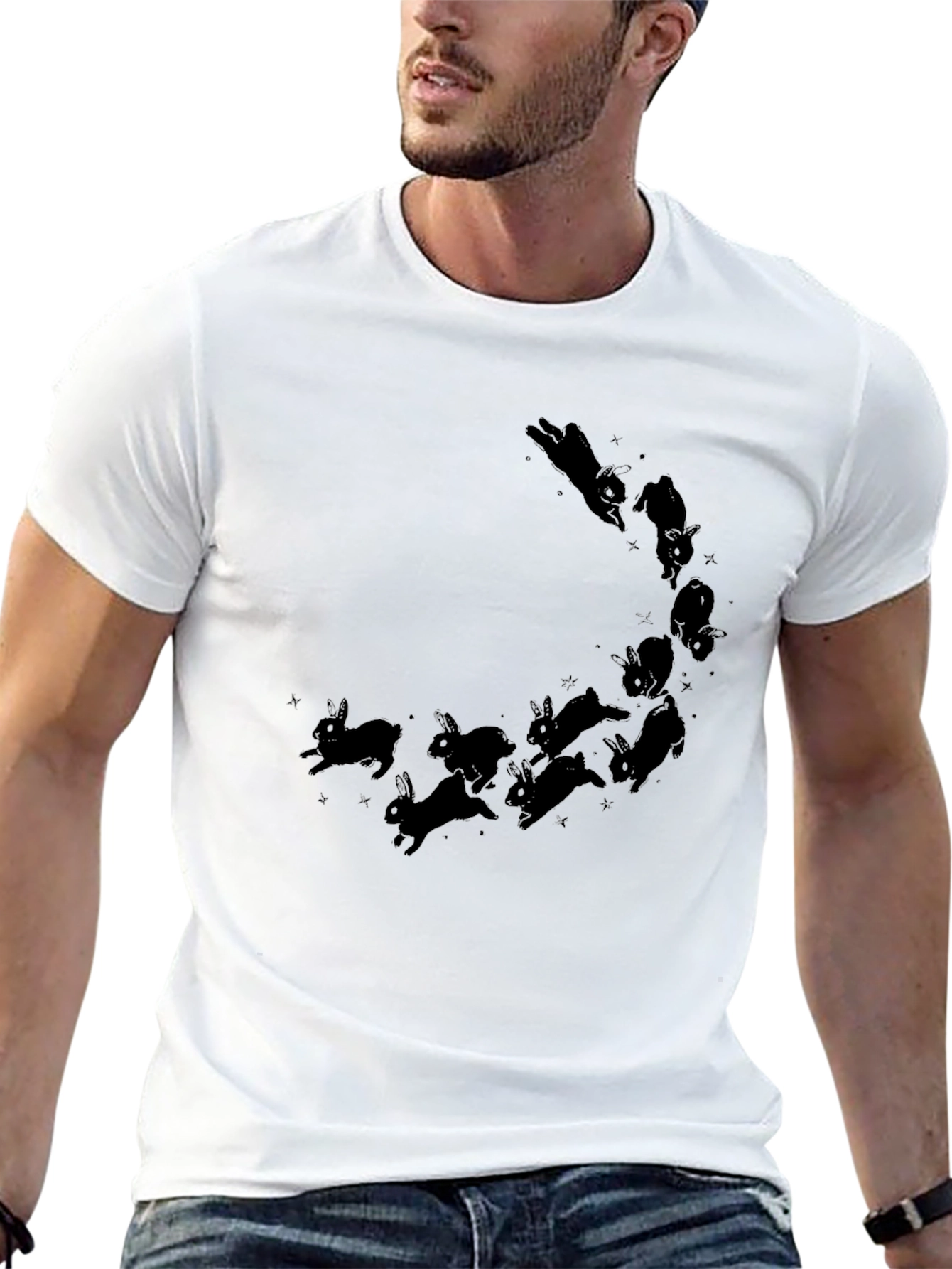 Black Rabbit Constellation Black T-Shirt view 13