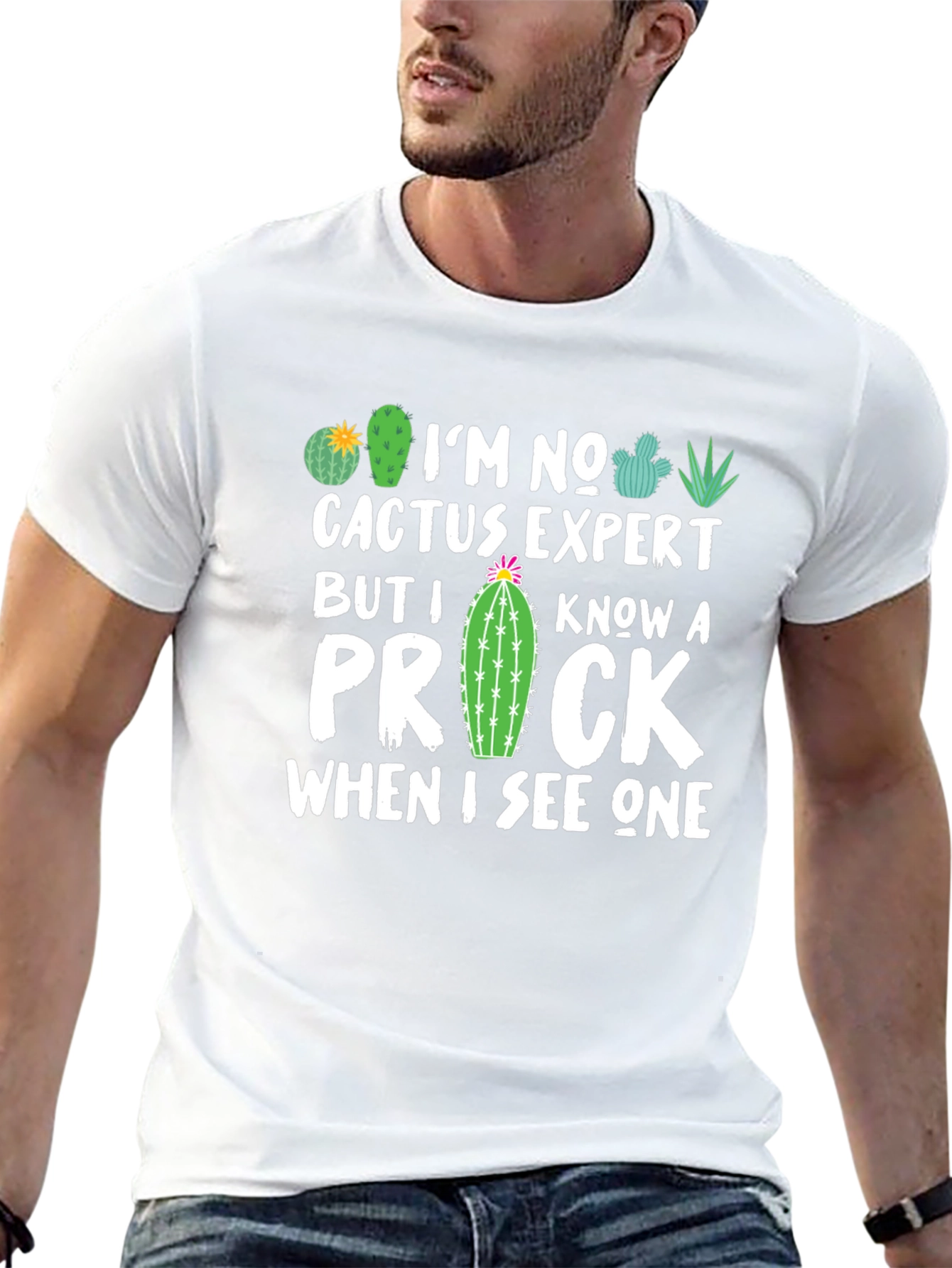 Black Funny Cactus Expert Graphic T-Shirt view 13