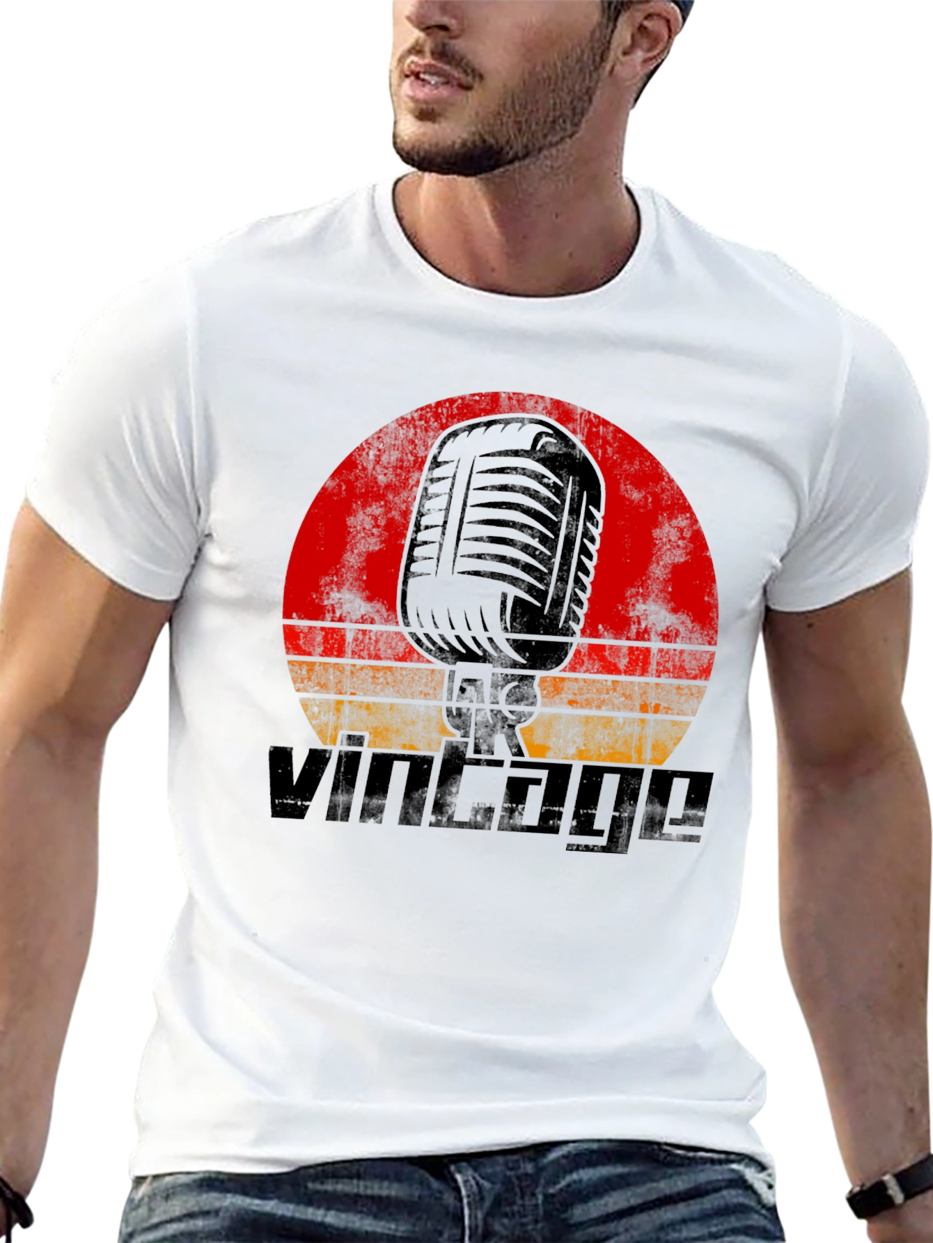 Black Vintage Microphone Graphic T-Shirt - Retro Music Tee view 13