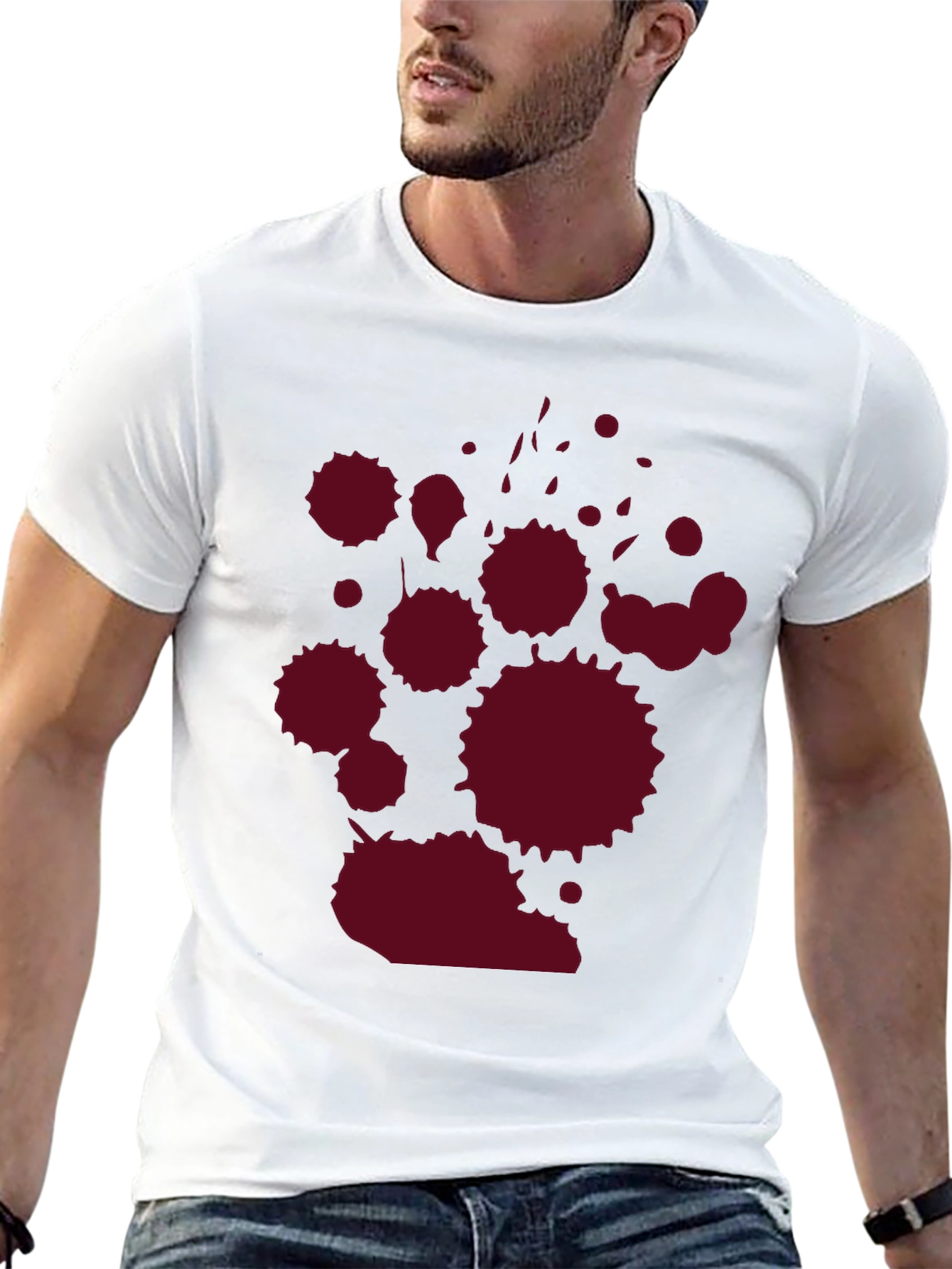 Black Dark Tee with Crimson Splatter Graphic view 13