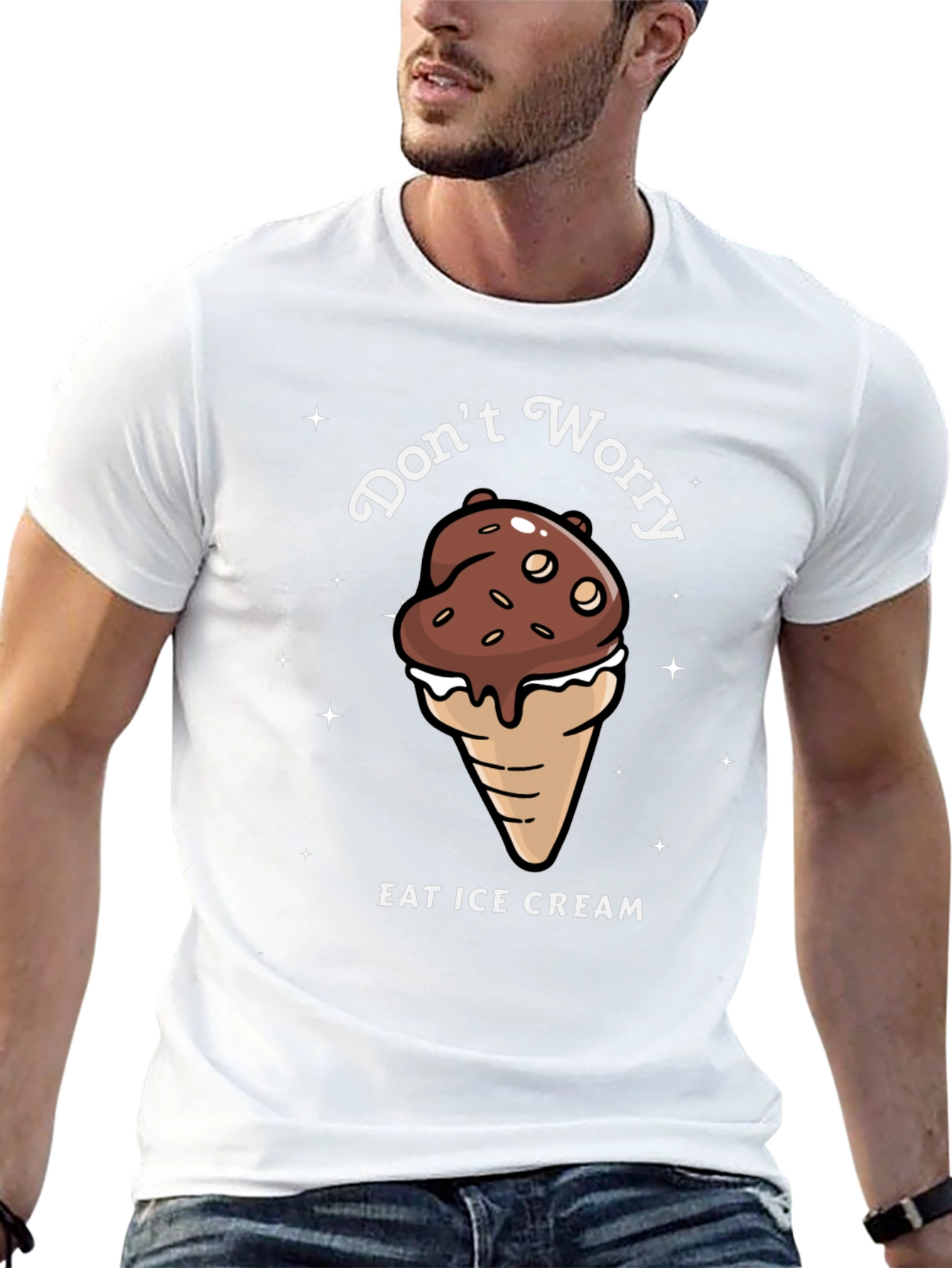 Black Don't Worry Eat Ice Cream Graphic Tee view 13