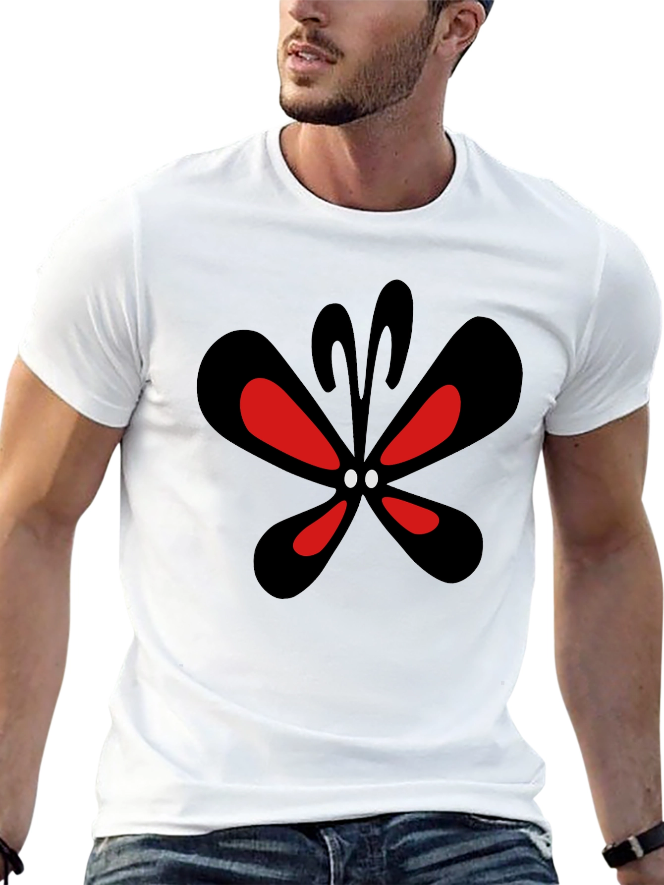Black Graphic Butterfly T-Shirt - Modern Black Tee view 13