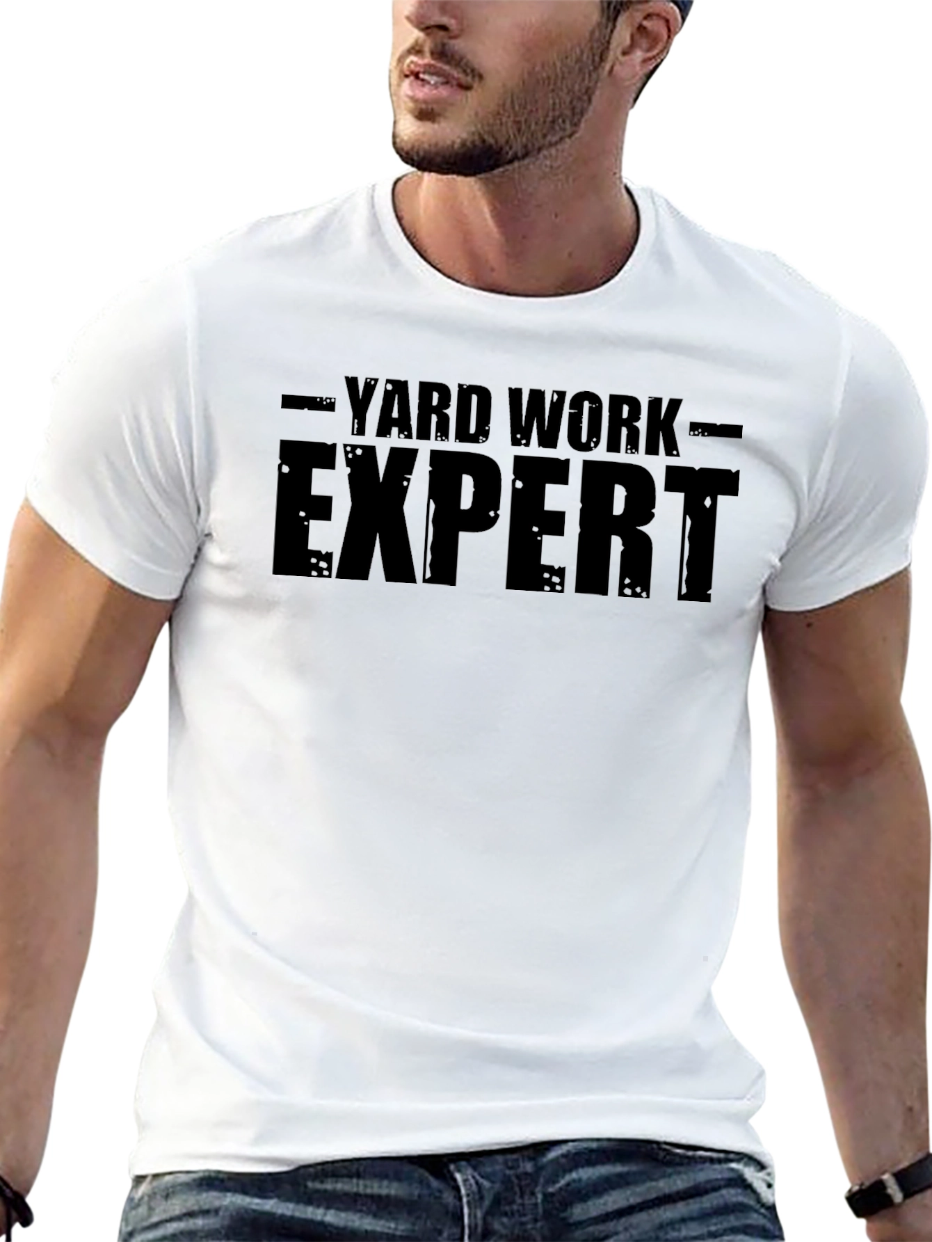 Black Yard Work Expert Tee - Black Cotton Graphic T-Shirt view 13
