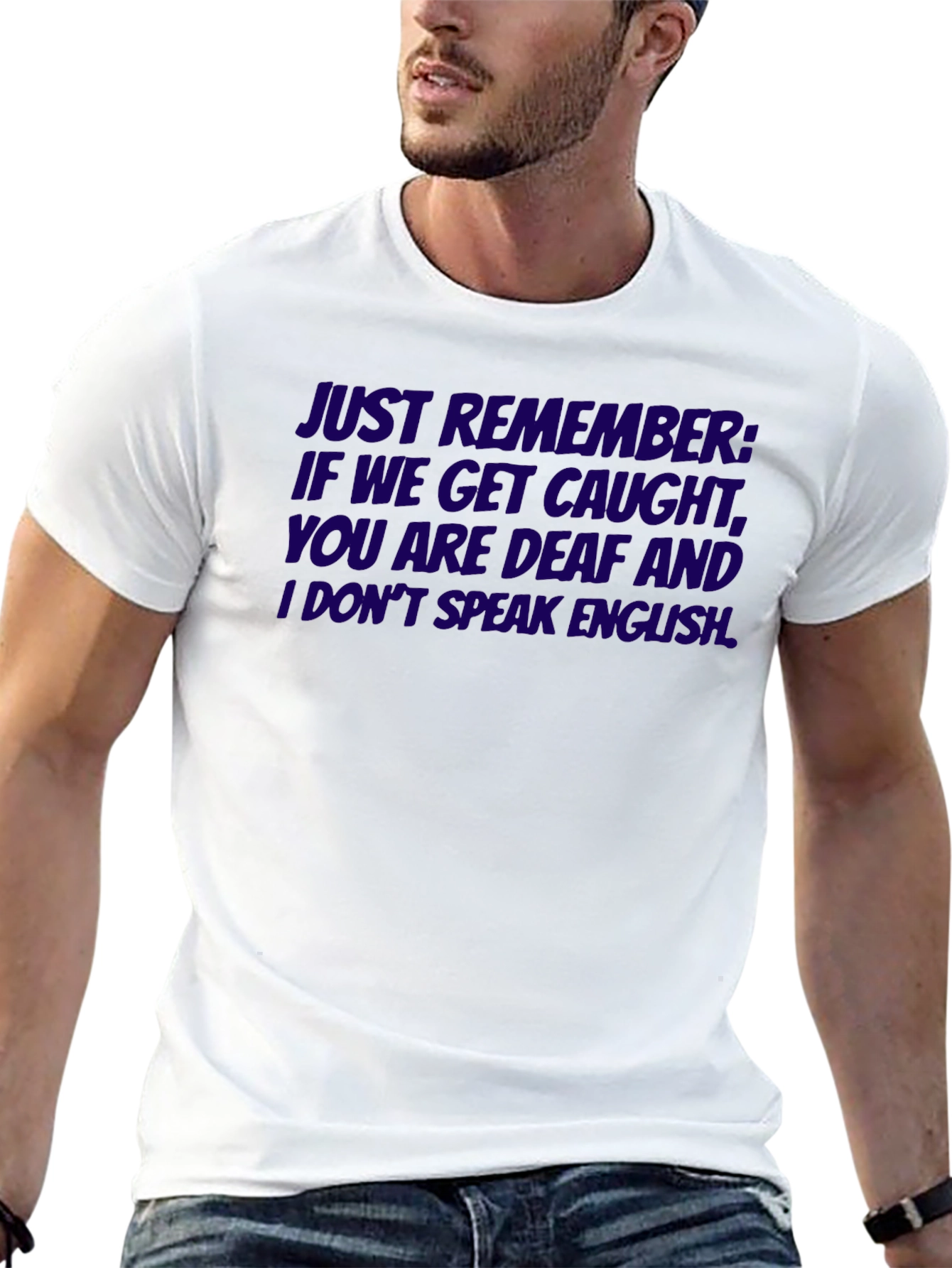 Black Funny Graphic Tee: Deaf & I Don't Speak English T-Shirt view 13