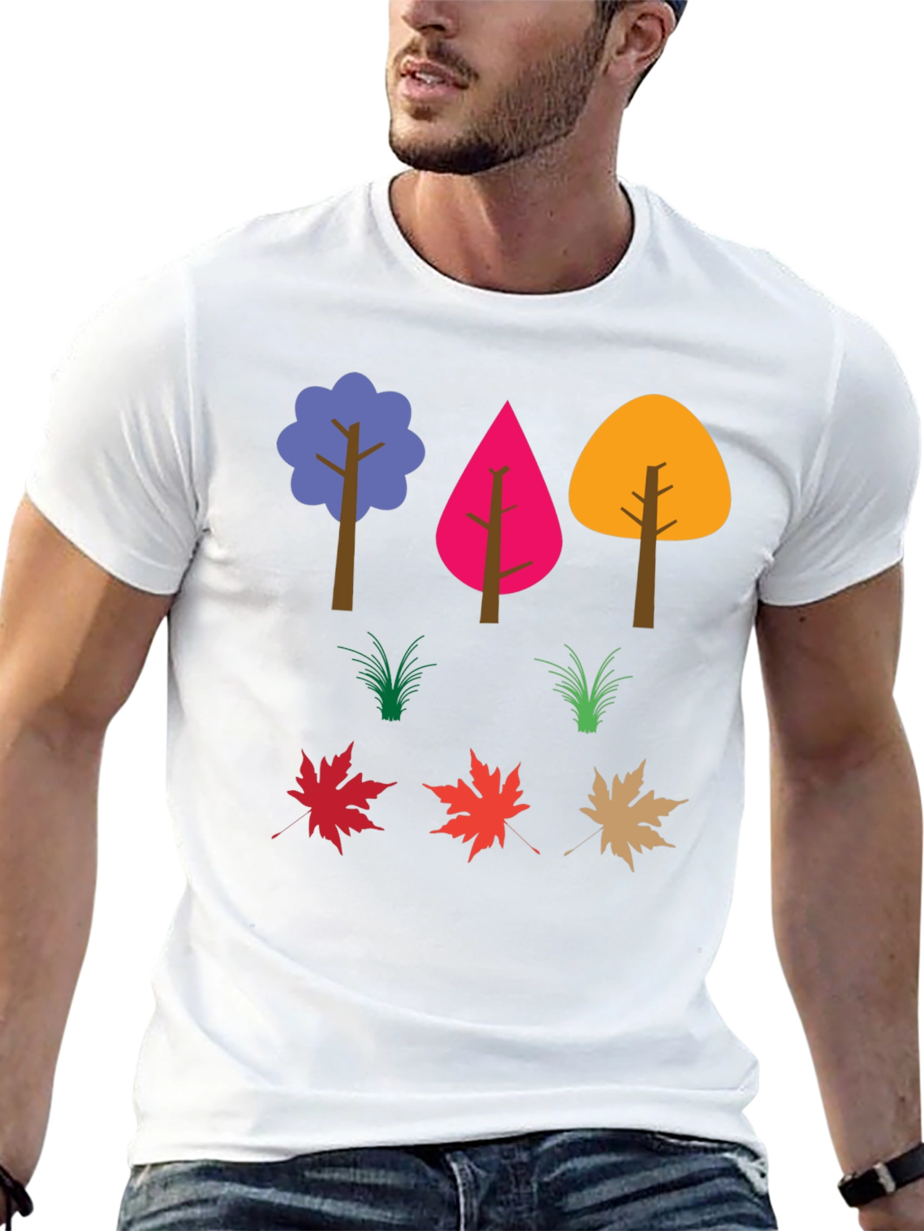 Black Colorful Nature Trees & Leaves Graphic Tee view 13