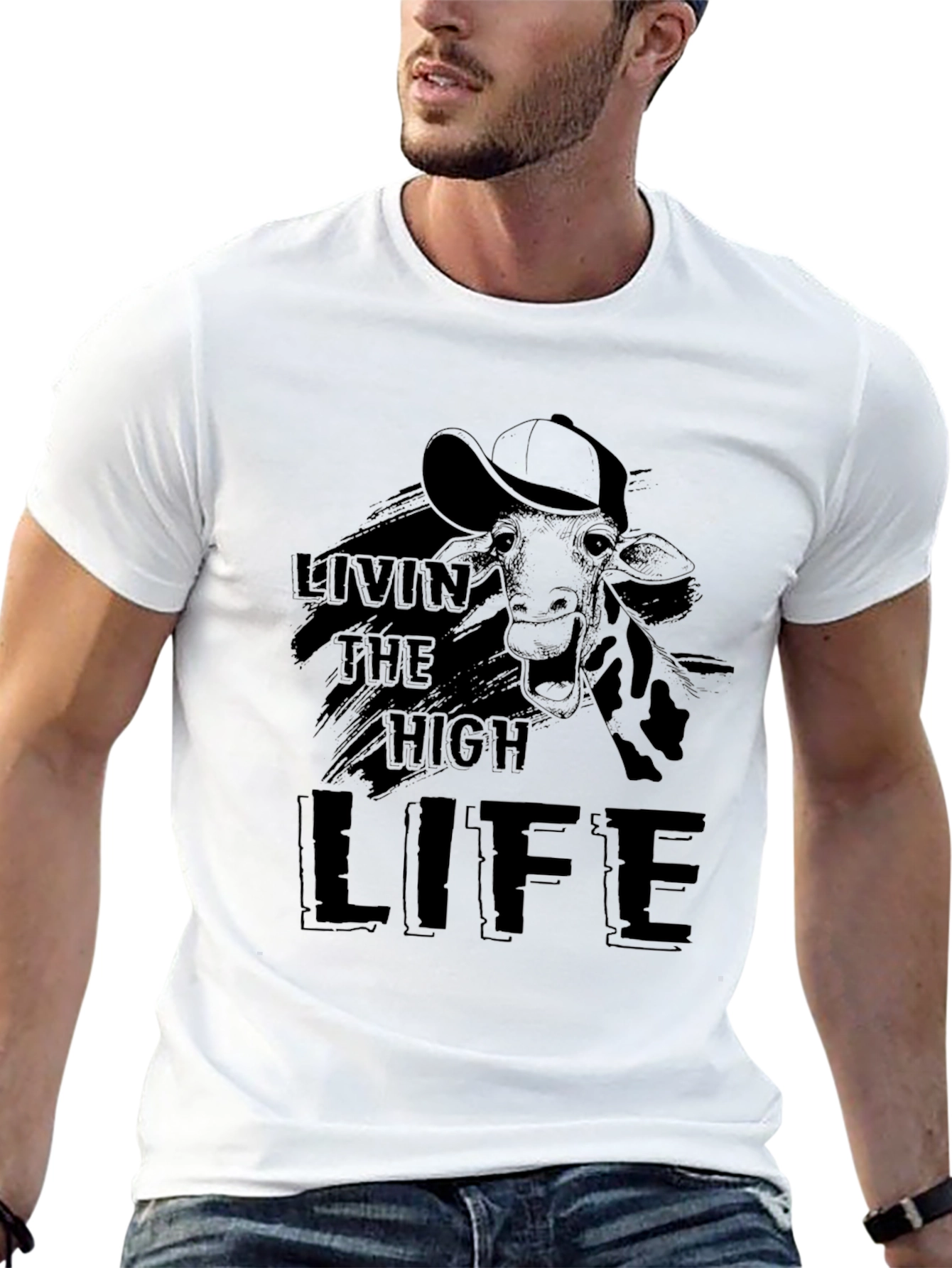 Black Livin' the High Life Giraffe T-Shirt view 13