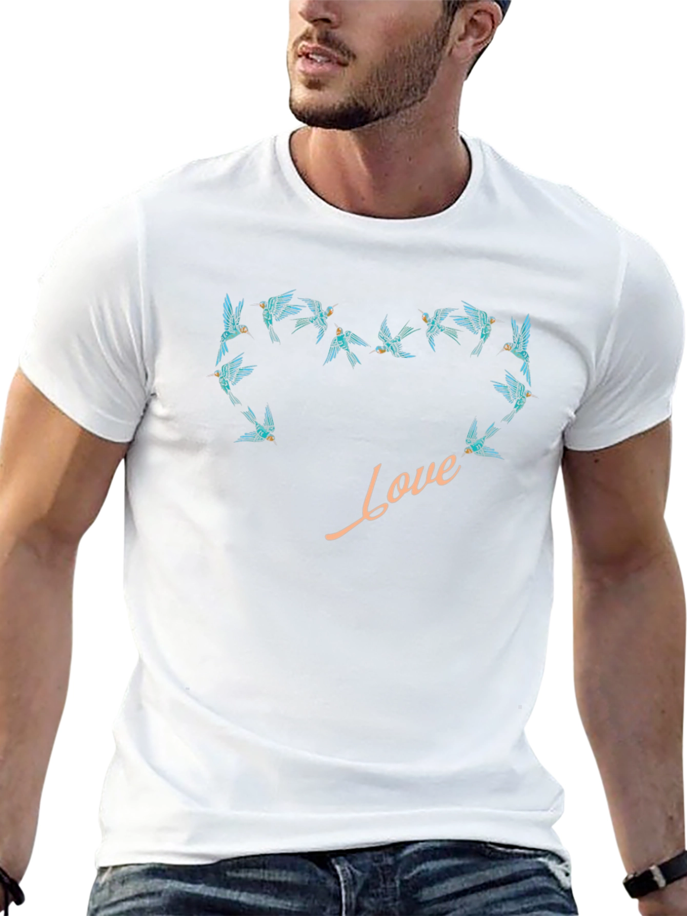 Black Love Bird Heart Tee - Stylish Graphic T-Shirt view 13