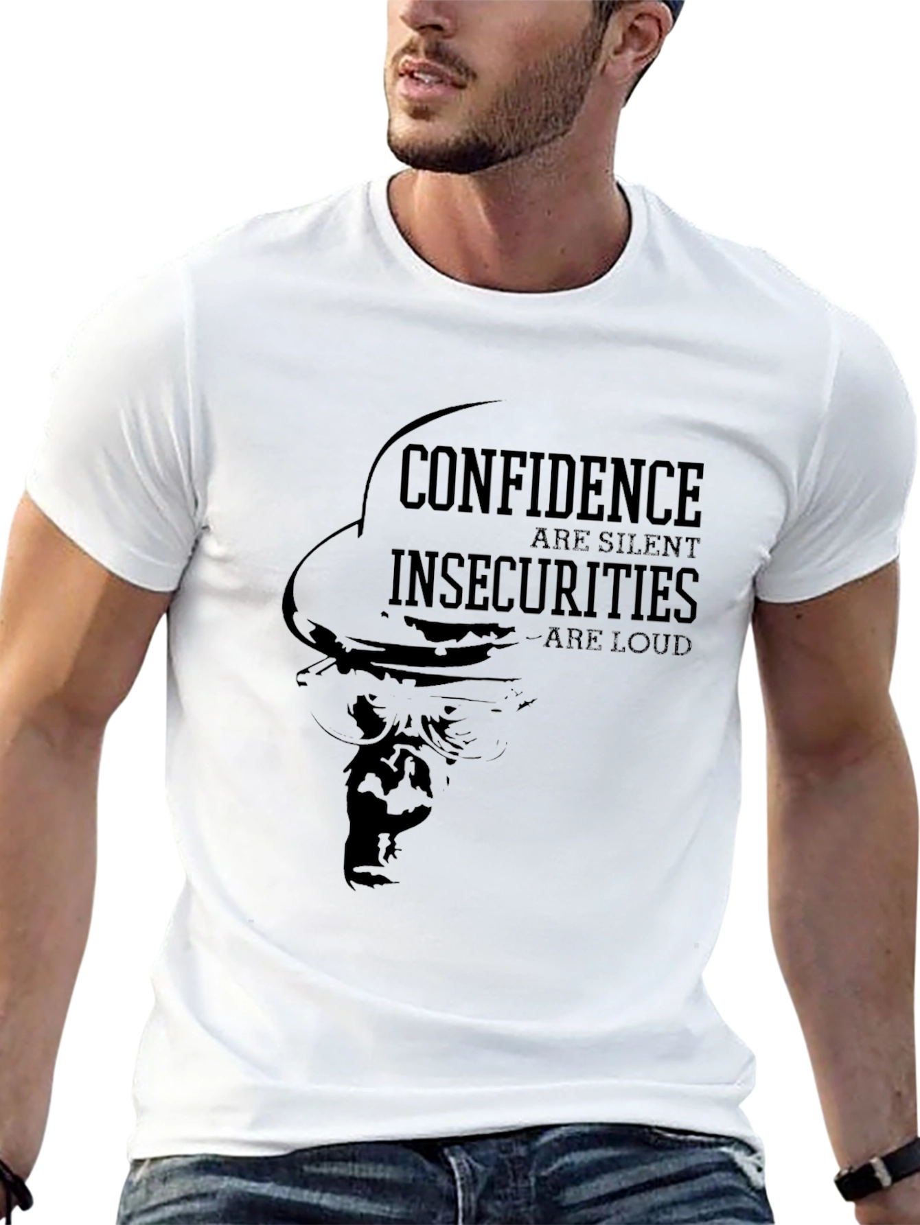 Black Confidence Insecurities Graphic T-Shirt view 13