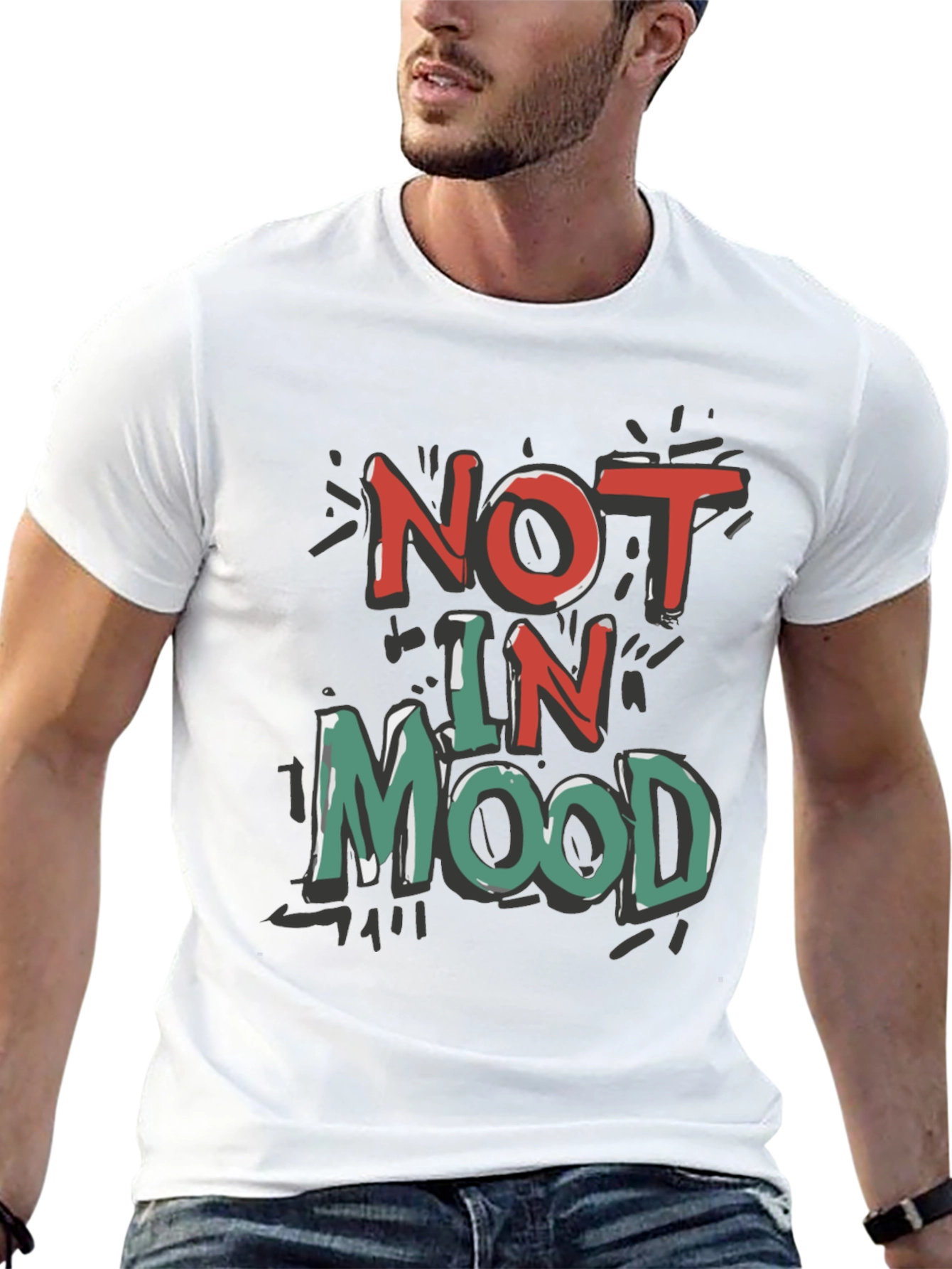 Black Not in Mood Graphic Tee - Unisex Casual T-Shirt view 13