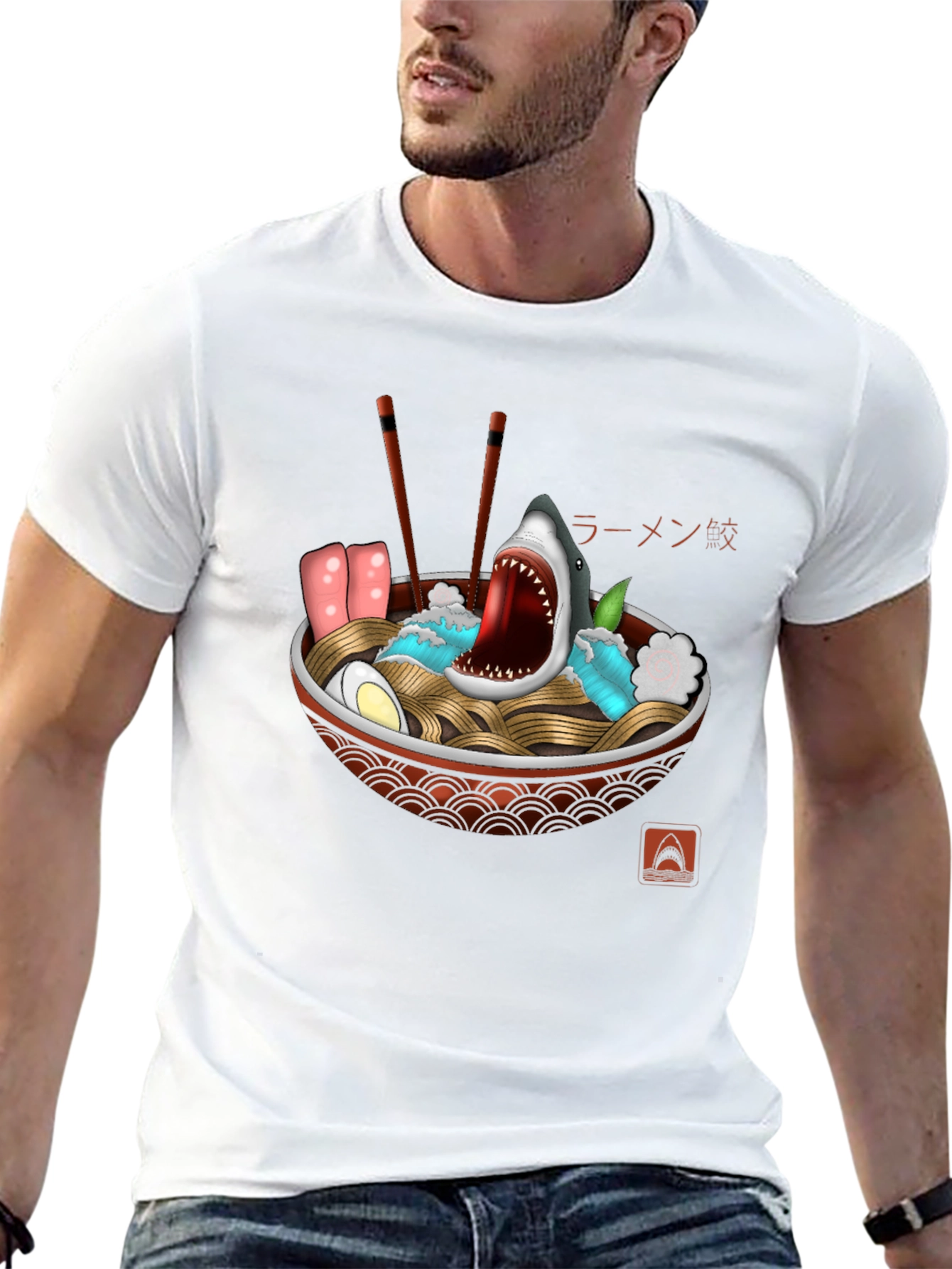 Black Shark Ramen Bowl Graphic Tee - Unique Design view 13