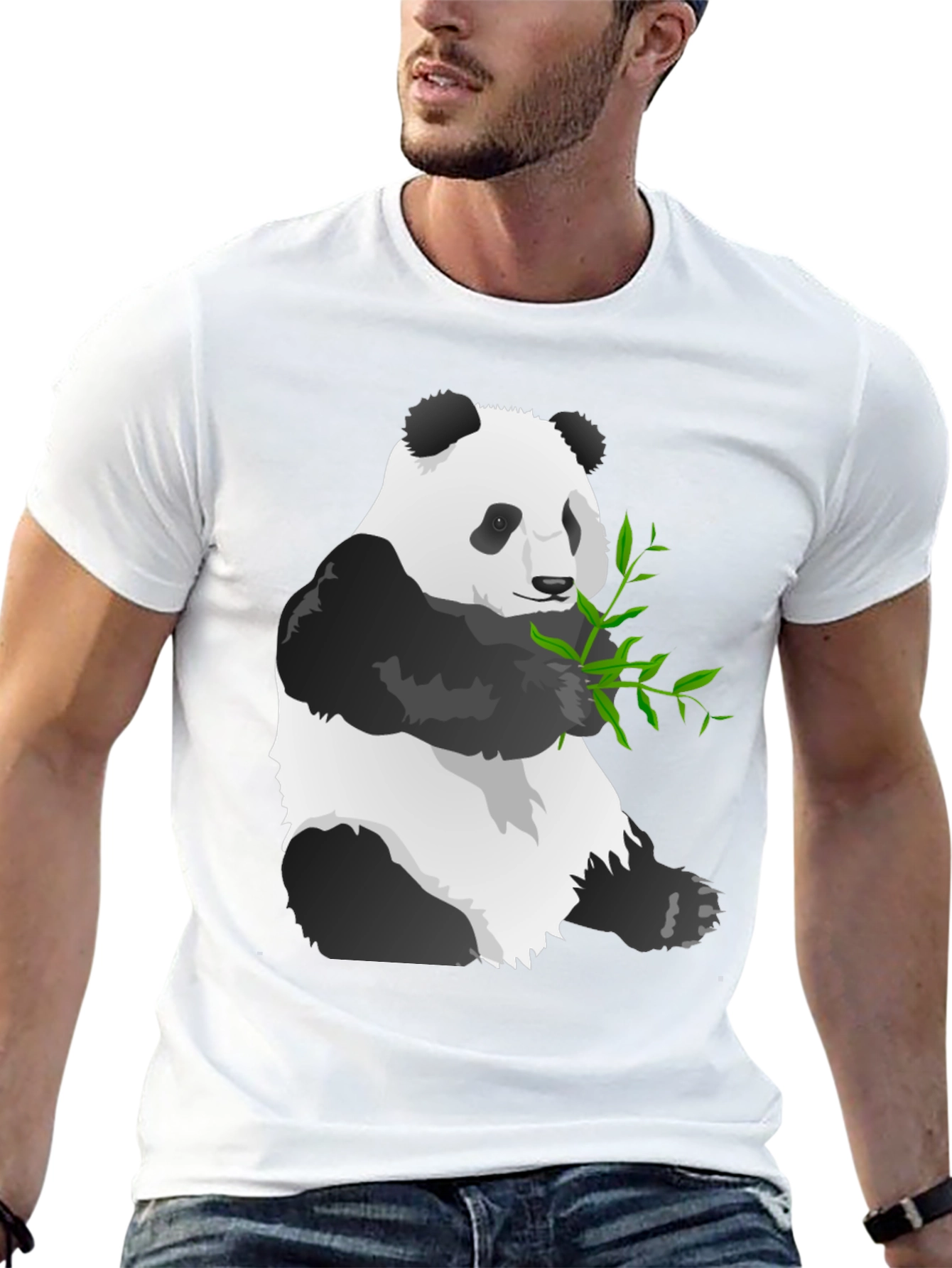 Black Panda Graphic Tee - Soft Black Cotton Blend view 13