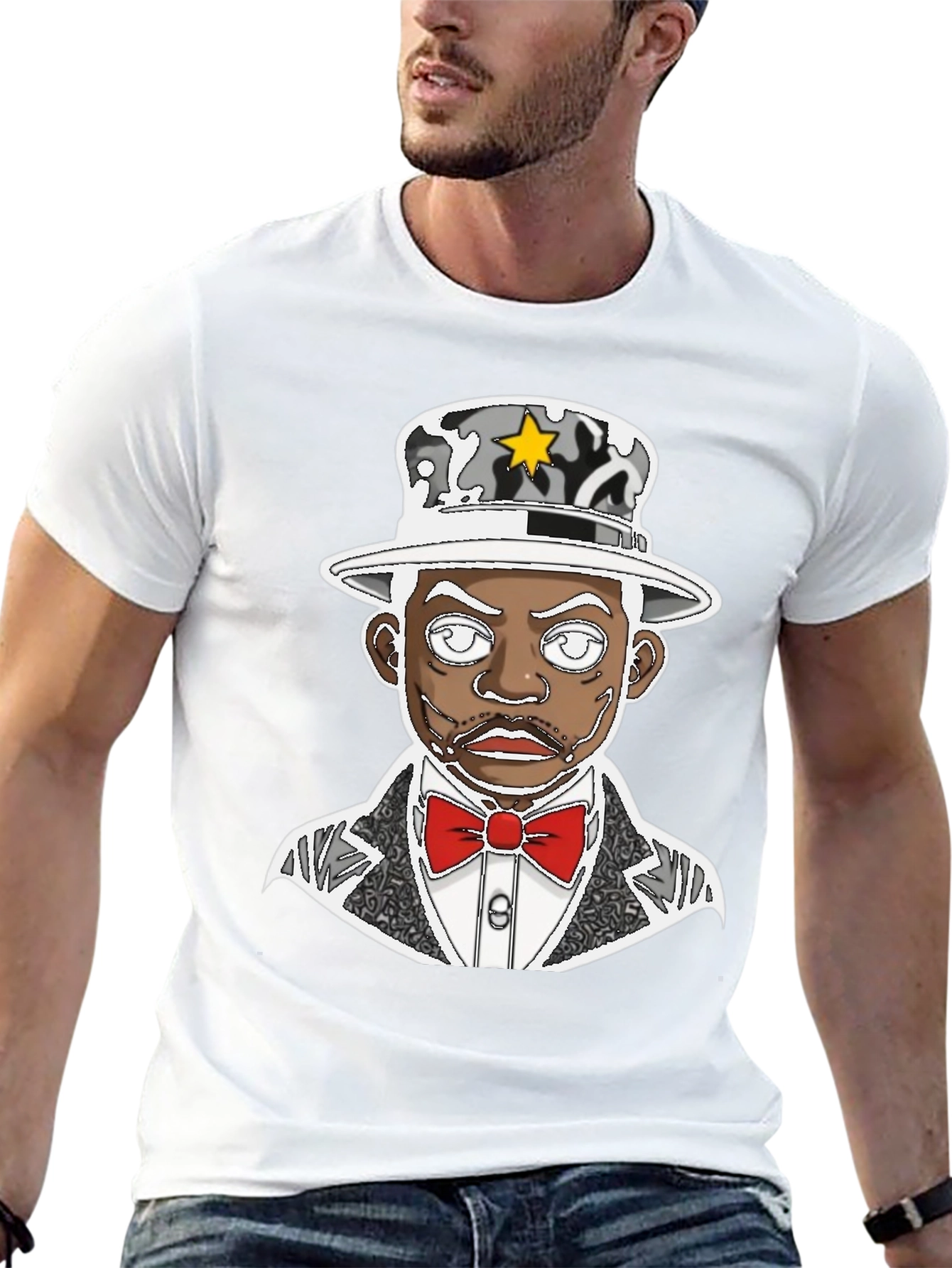 Black Dapper Cartoon Graphic Tee - Stylish Black T-Shirt view 13