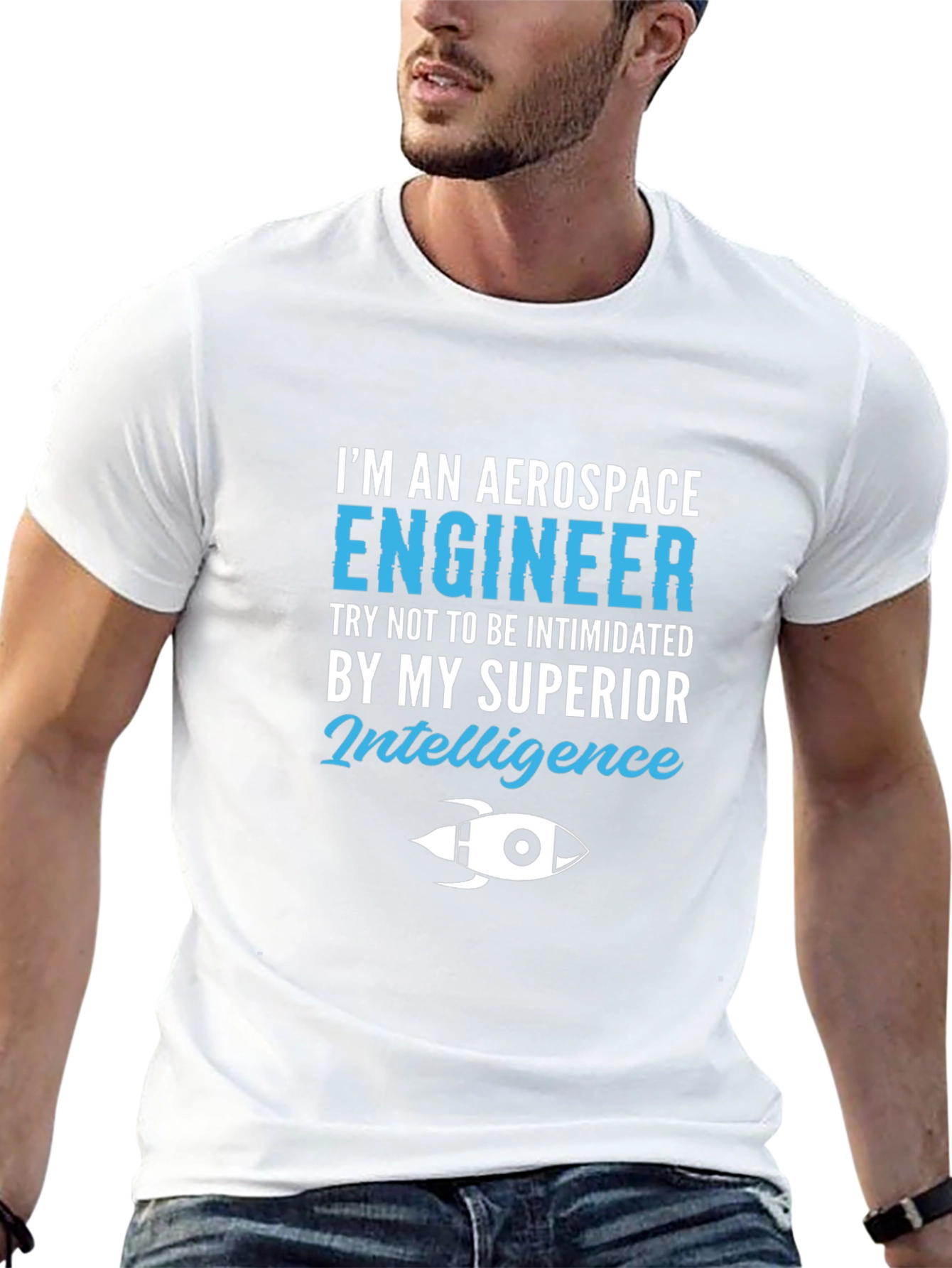Black Aerospace Engineer Superior Intelligence T-Shirt view 13