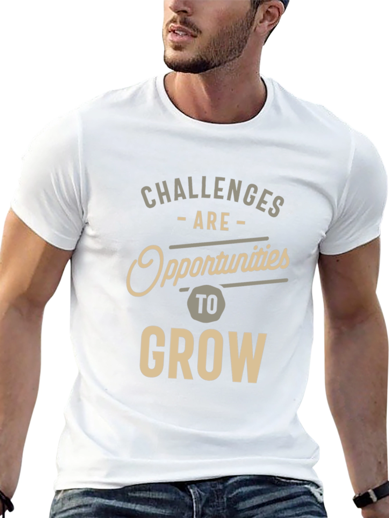 Black Motivational T-Shirt - Challenges are Opportunities to Grow view 13