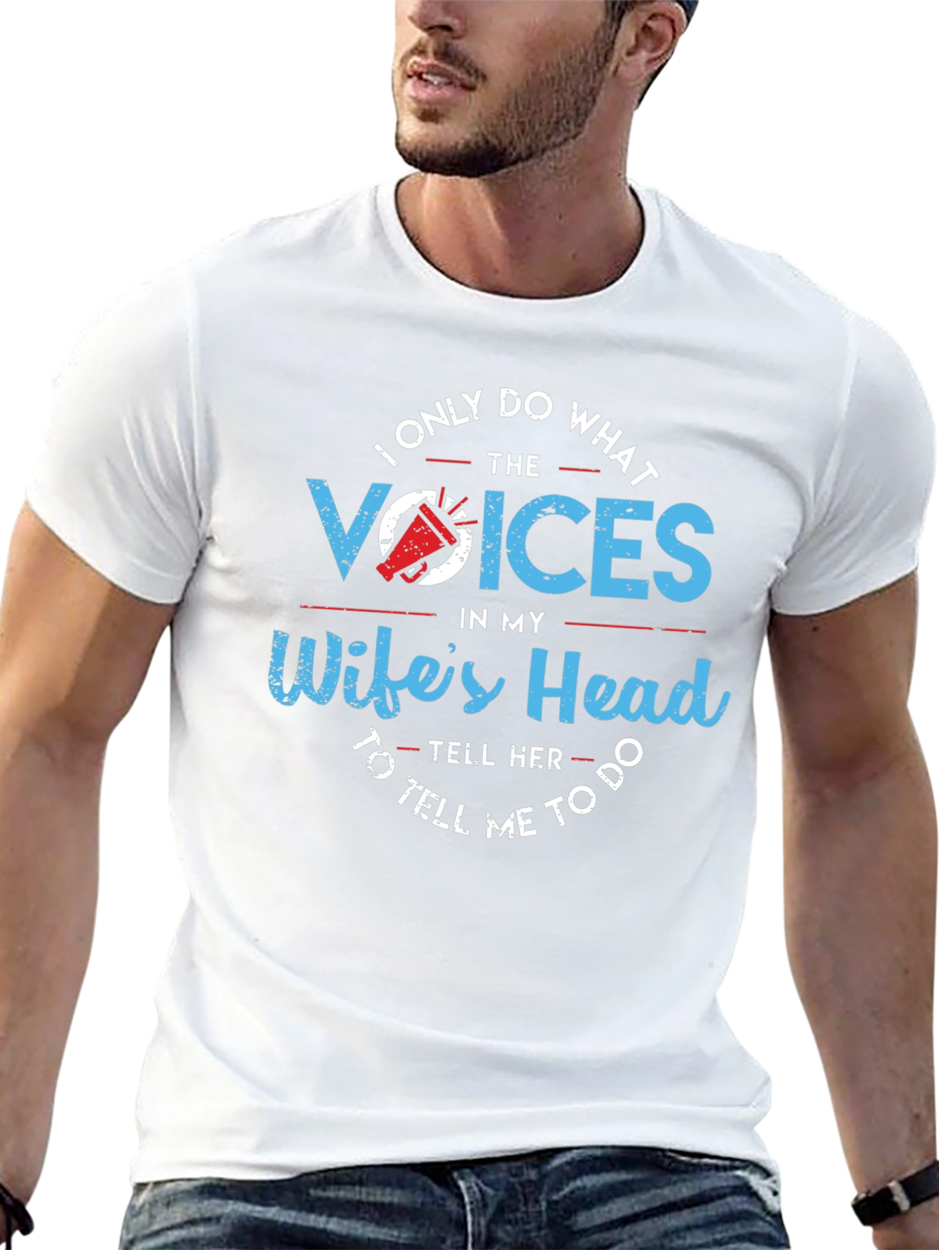 Black Humorous "Wife's Voices" Graphic T-Shirt view 13