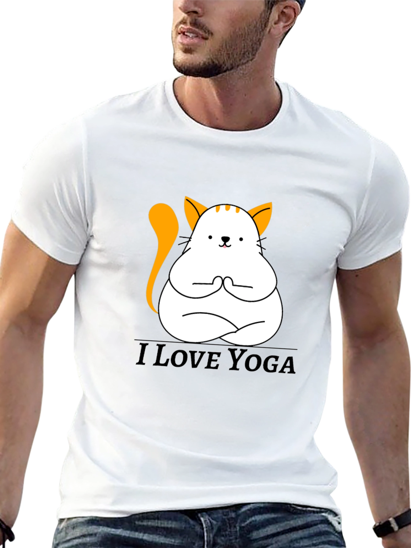 Black Yoga Cat T-Shirt - Meditating Kitten Graphic Tee view 13