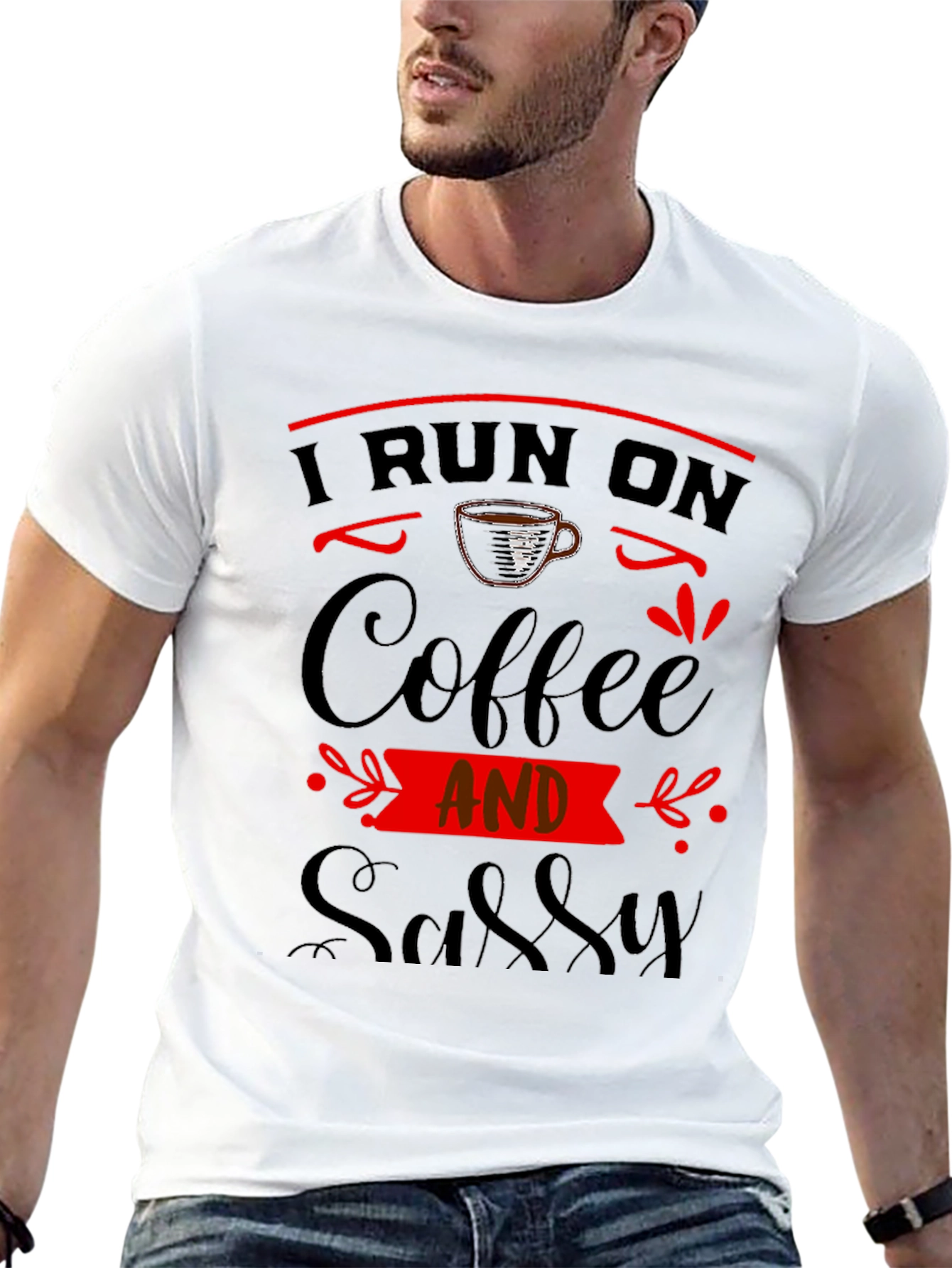 Black I Run On Coffee And Sassy Black Graphic Tee view 13