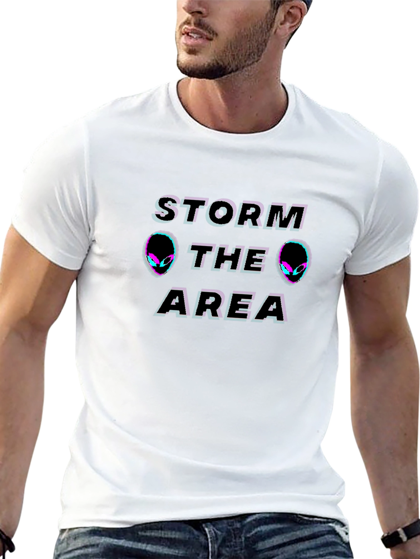 Black Storm the Area T-Shirt | Alien Graphic Tee view 13