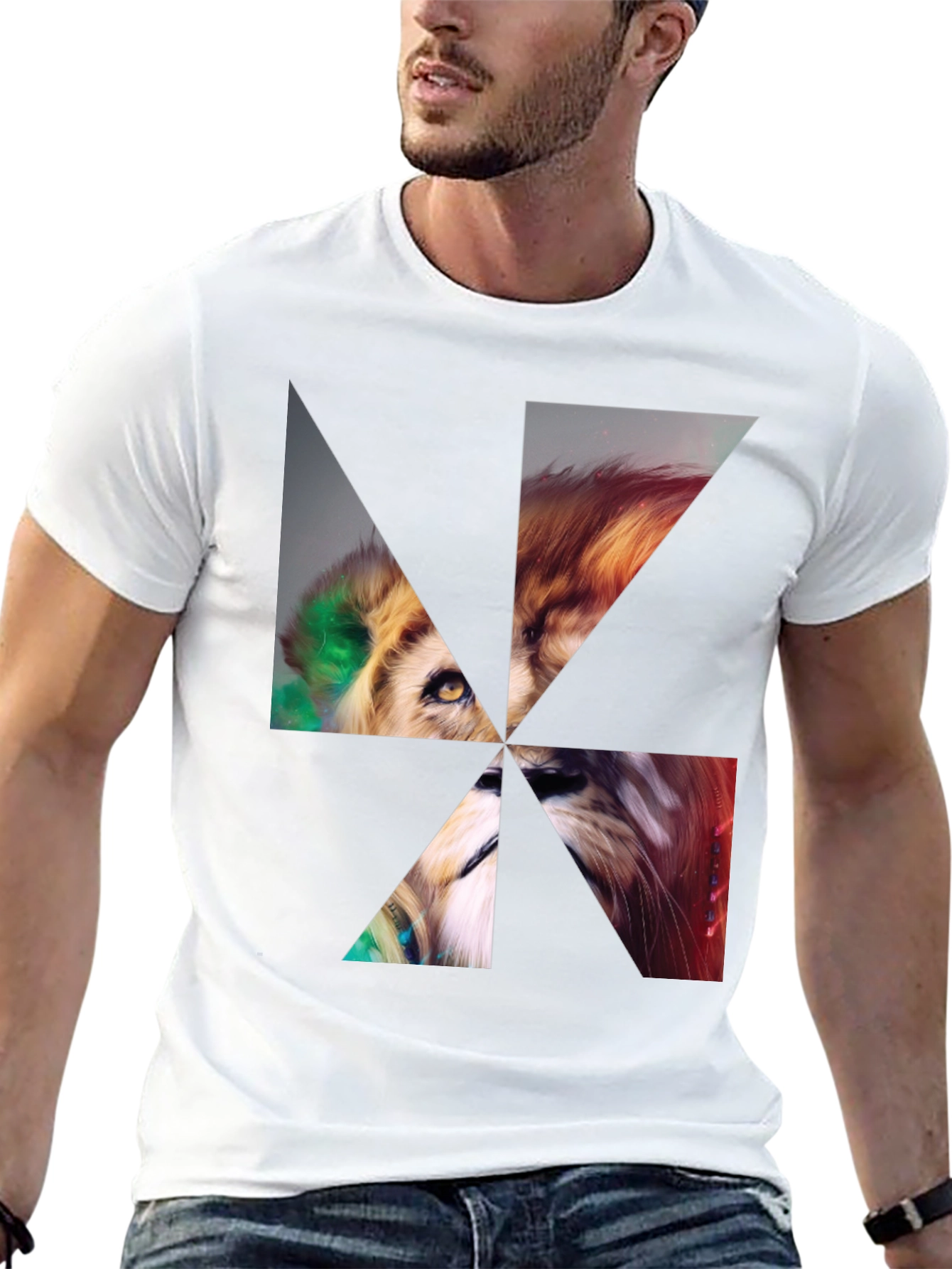 Black Abstract Lion Head Graphic T-Shirt view 13