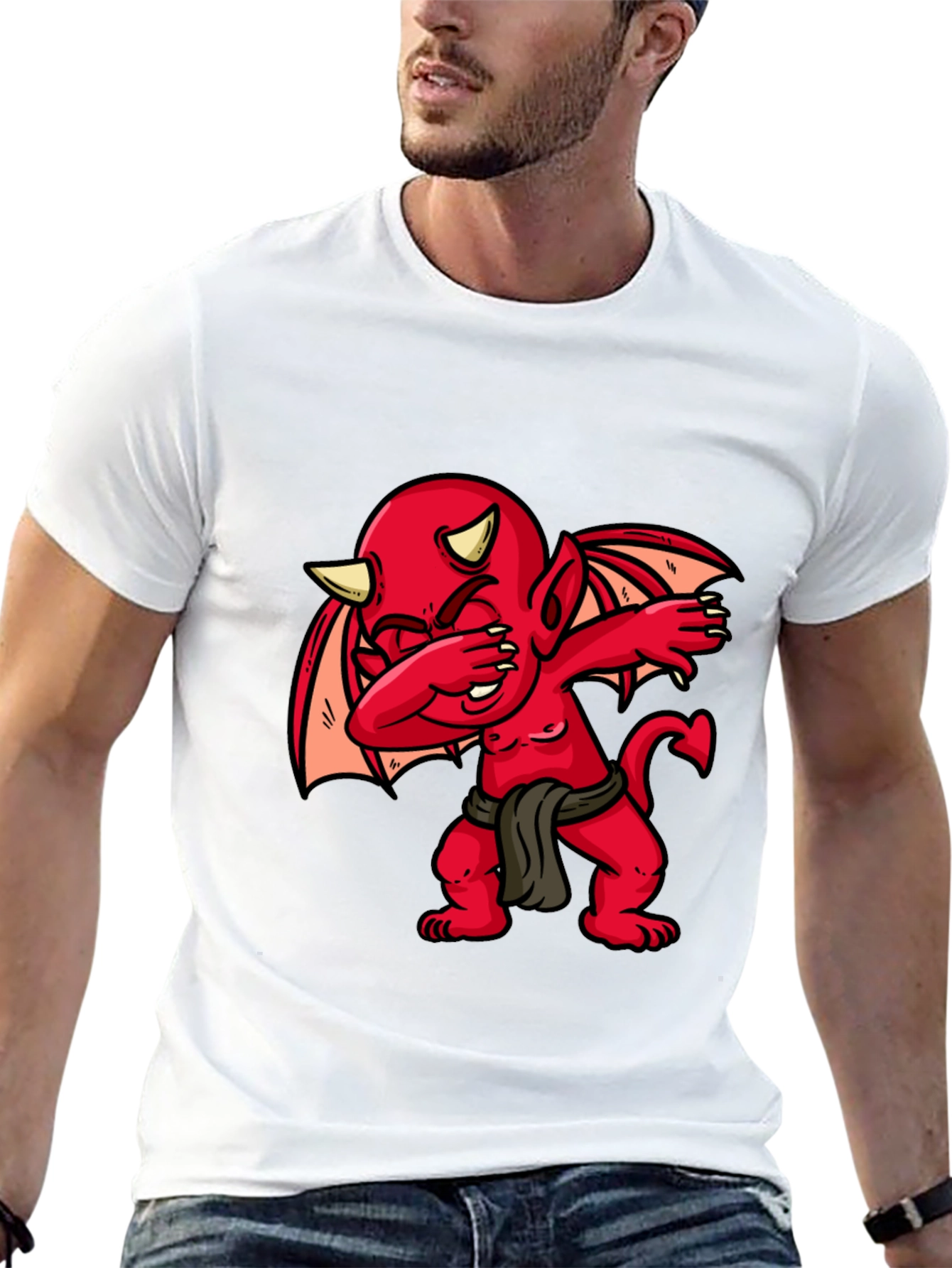 Black Dabbing Devil Graphic Tee - Men's Black T-Shirt view 13