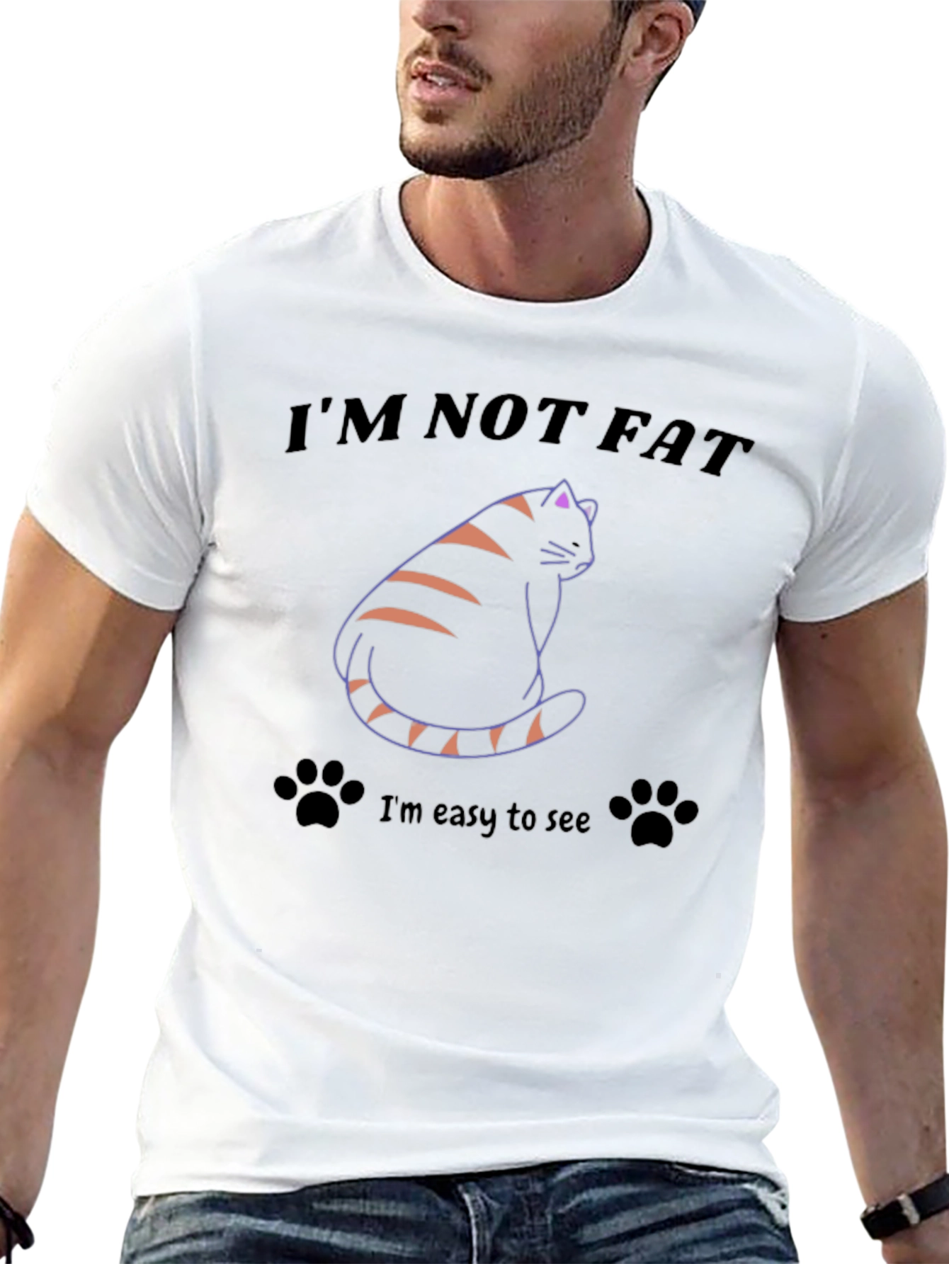 Black I'm Not Fat T-Shirt Funny Cat Tee view 13