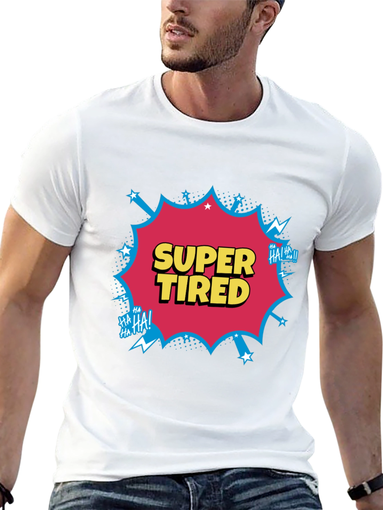 Black Super Tired Comic Graphic T-Shirt view 13