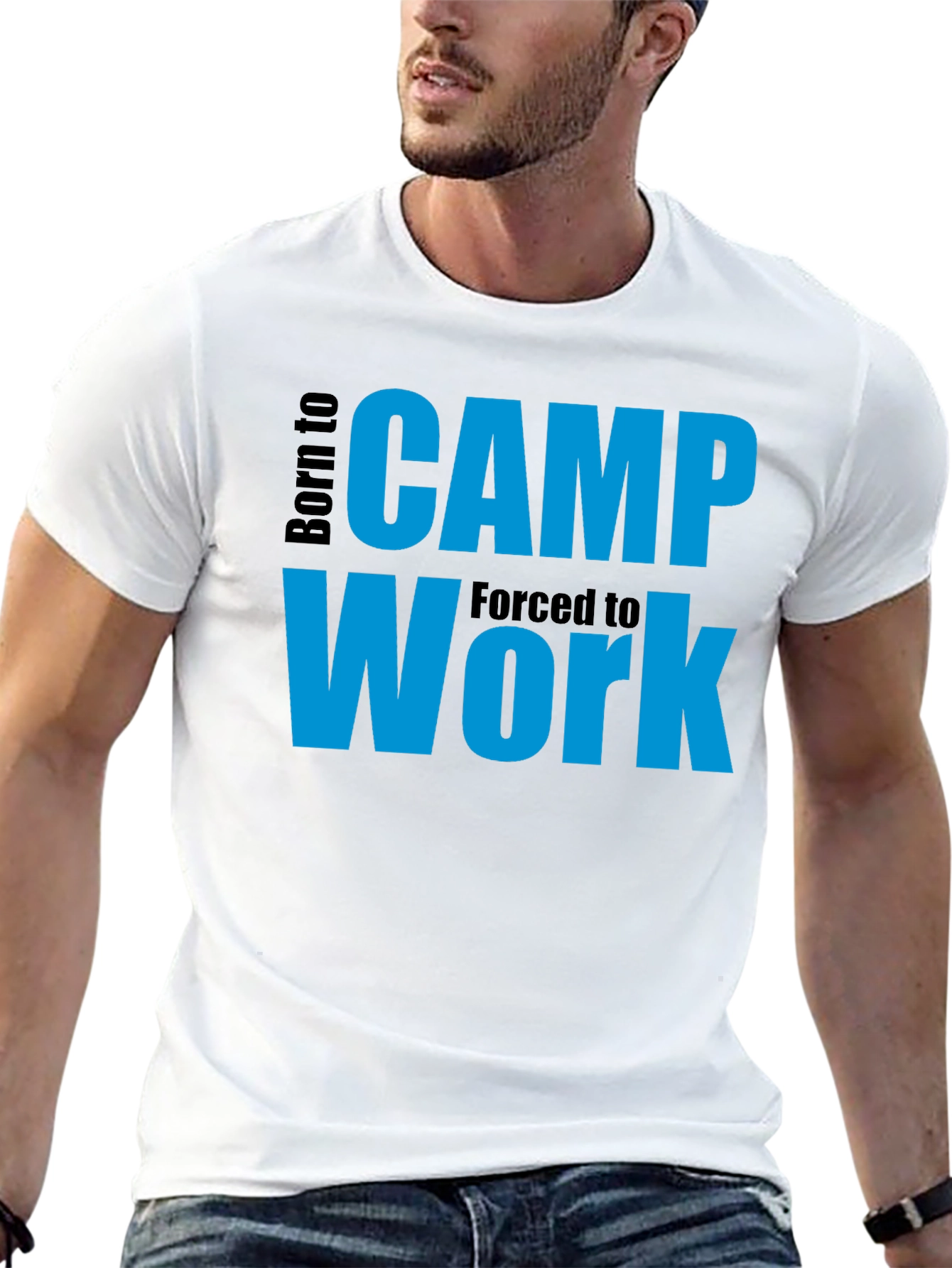 Black Born to Camp T-Shirt - Funny Outdoor Tee view 13