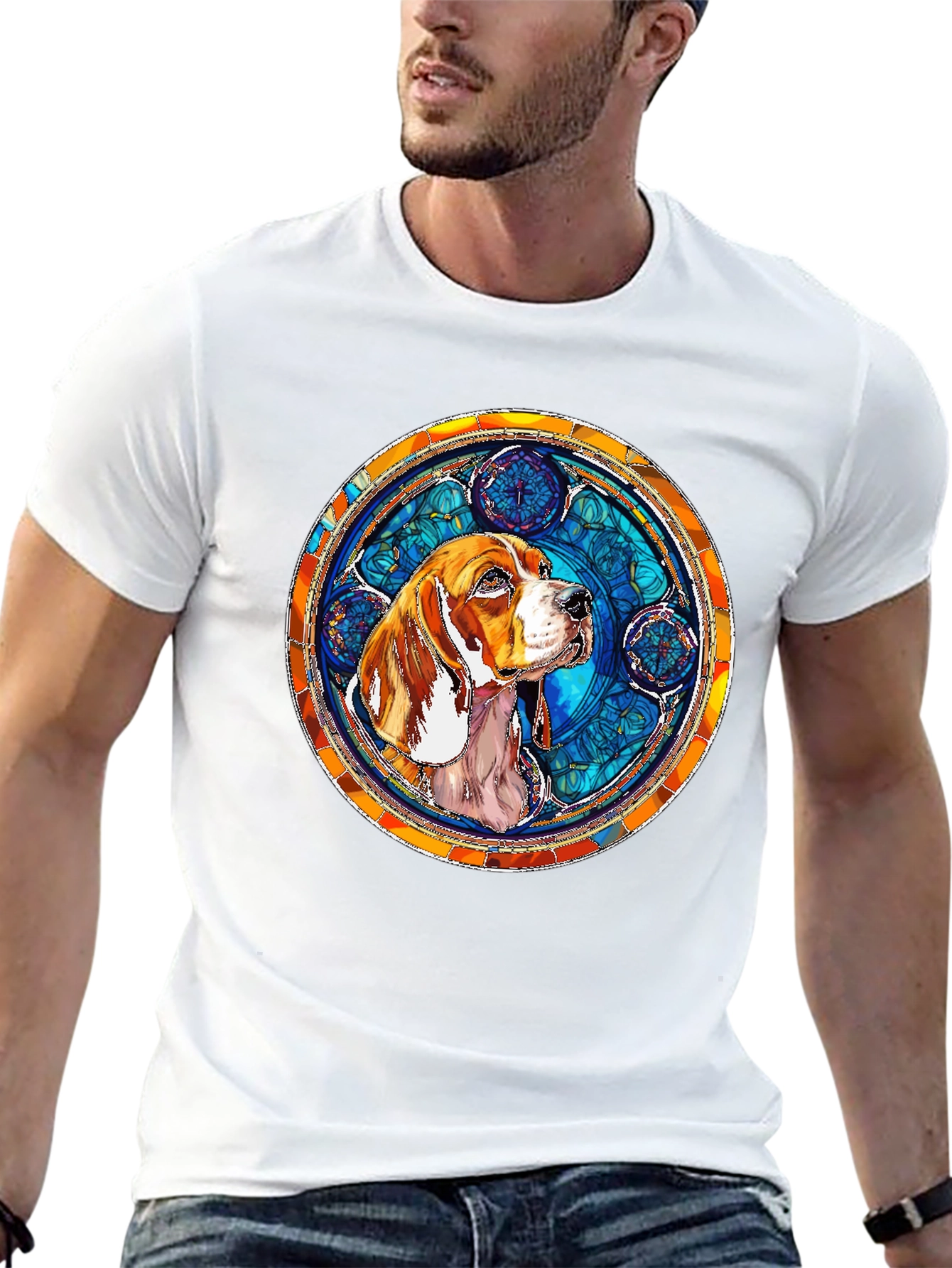 Black Dog Stained Glass Style Graphic Tee view 13