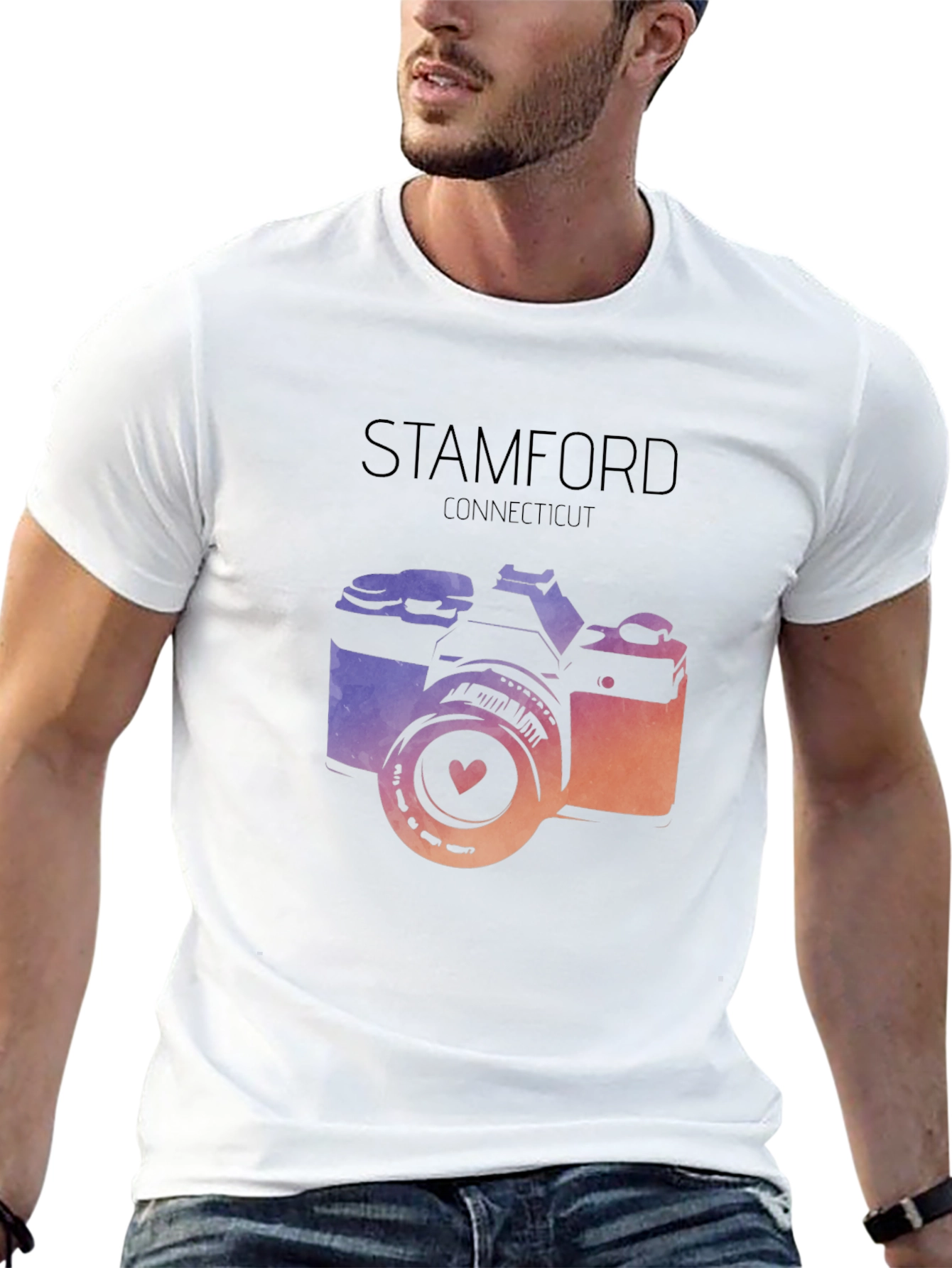 Black Stamford Connecticut Camera Graphic Tee view 13