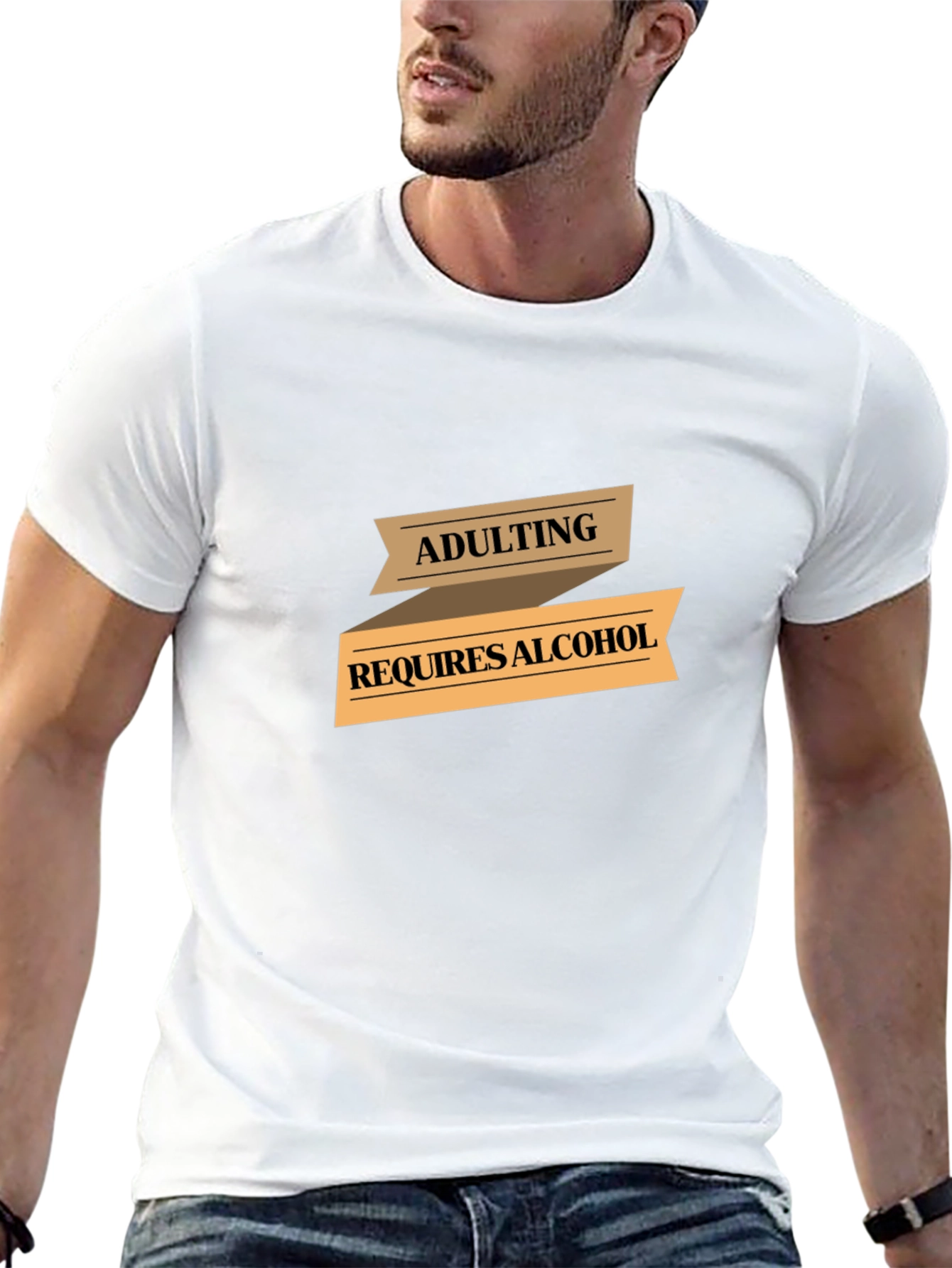Black Adulting Requires Alcohol Graphic T-Shirt view 13