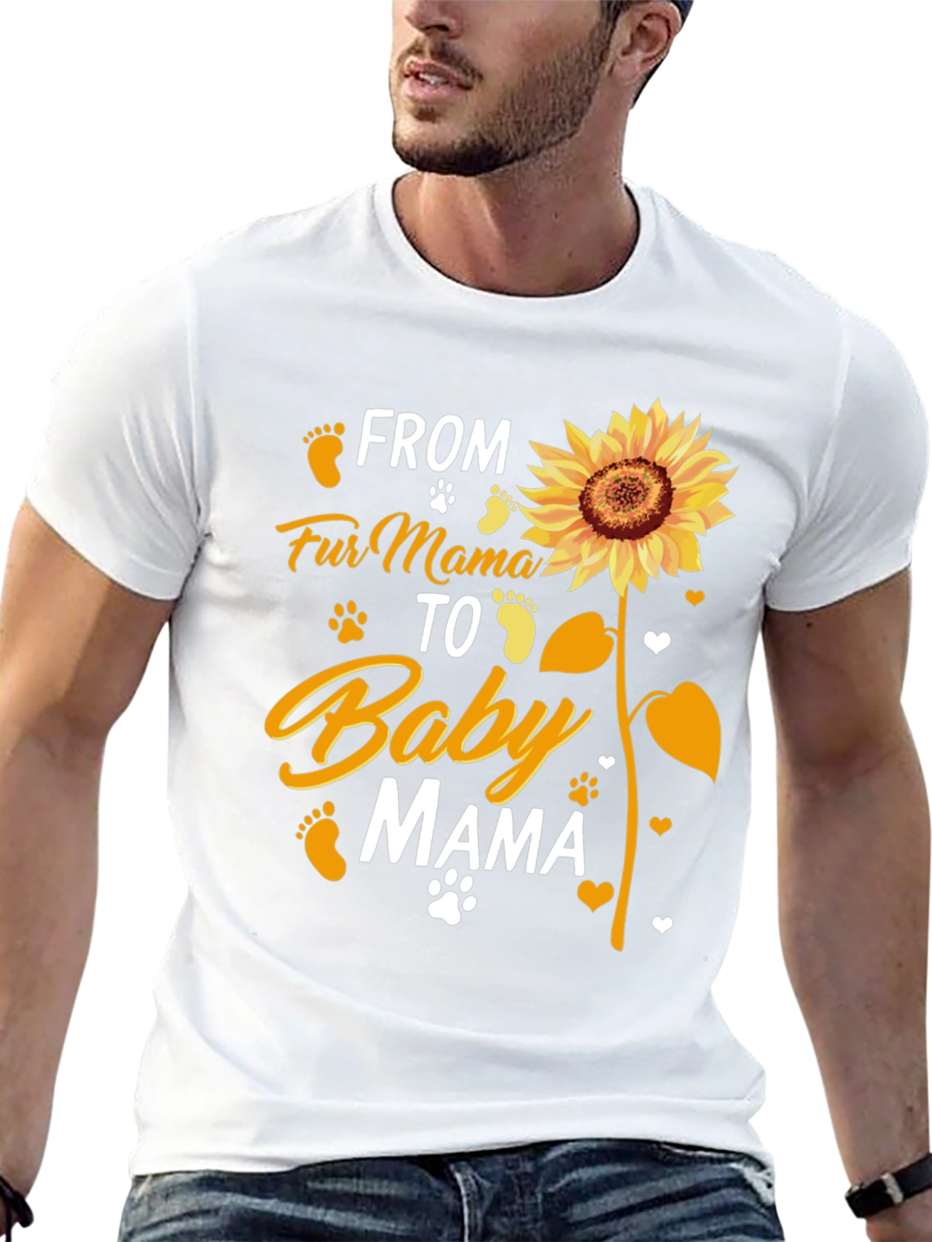Black Fur Mama to Baby Mama Sunflower Graphic T-Shirt view 13