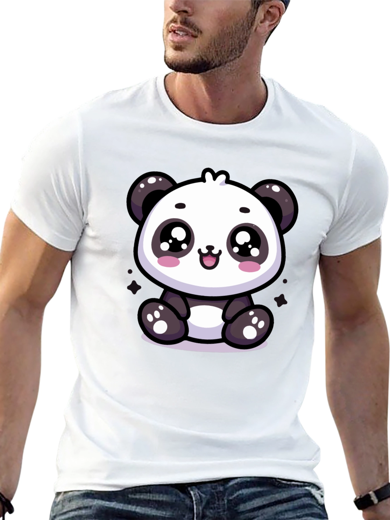 Black Cute Panda Graphic Tee - Soft Cotton Blend view 13