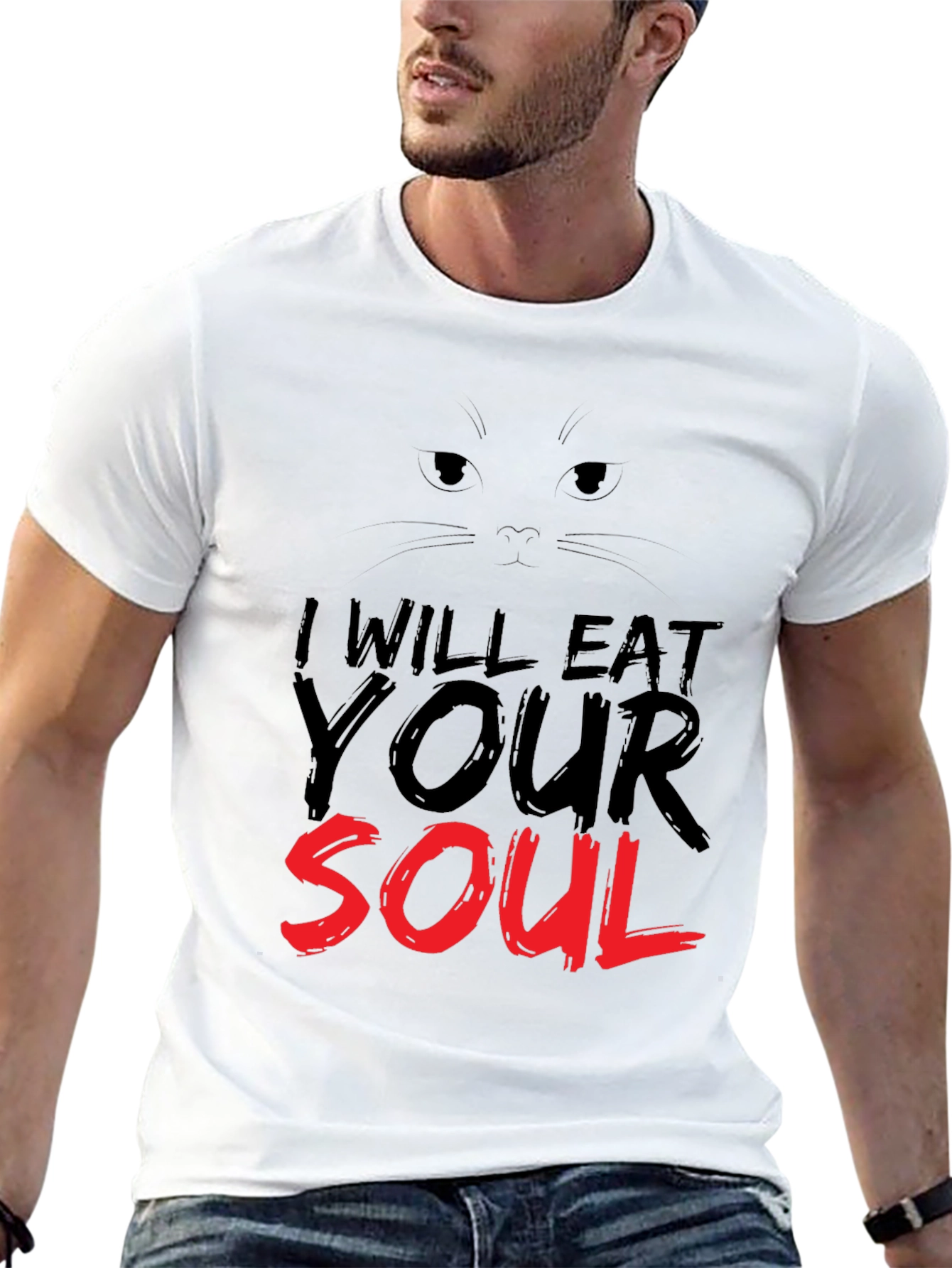 Black I Will Eat Your Soul Graphic Tee - Black Cat view 13