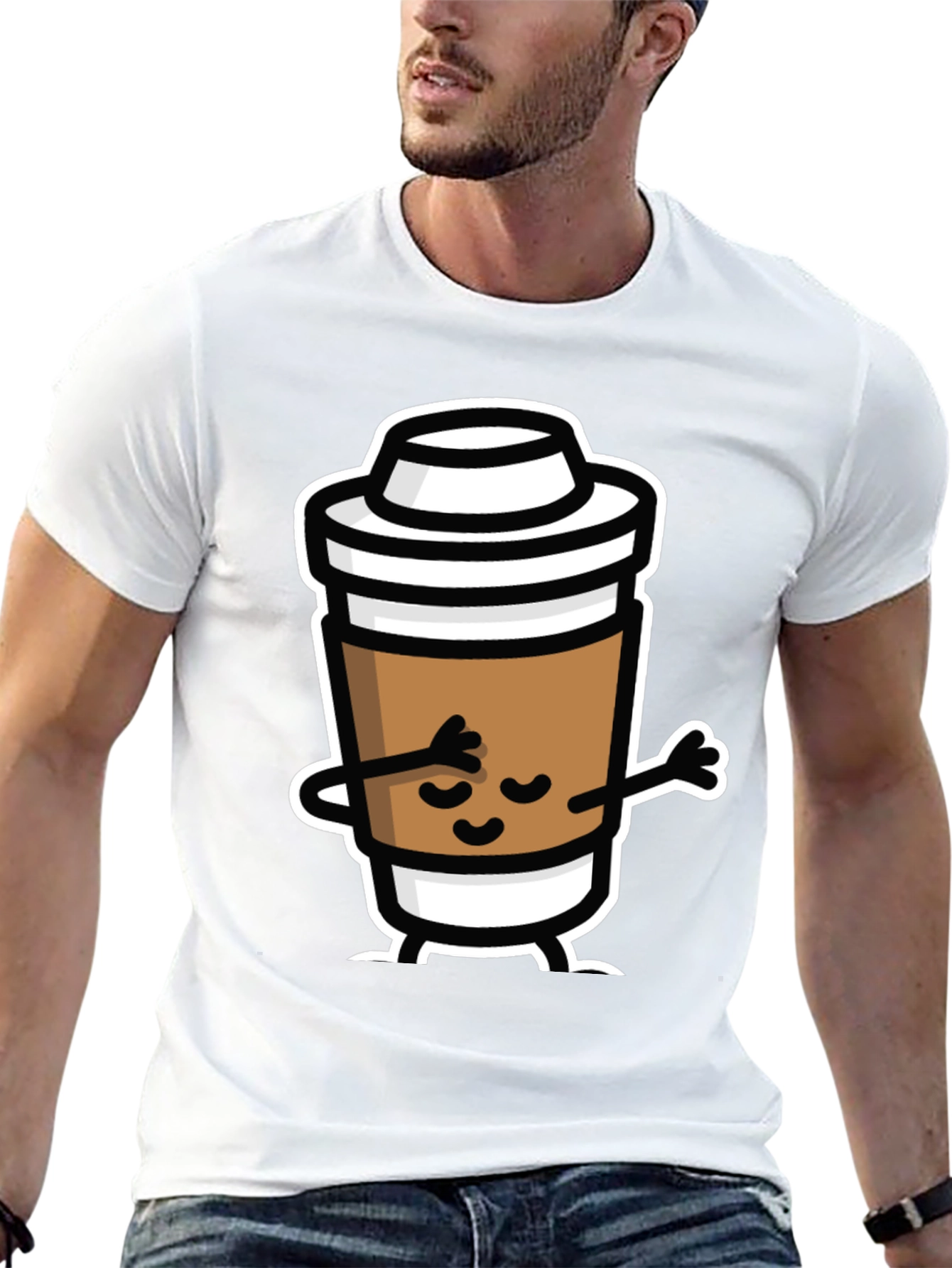 Black Dabbing Coffee Cup Black T-Shirt view 13