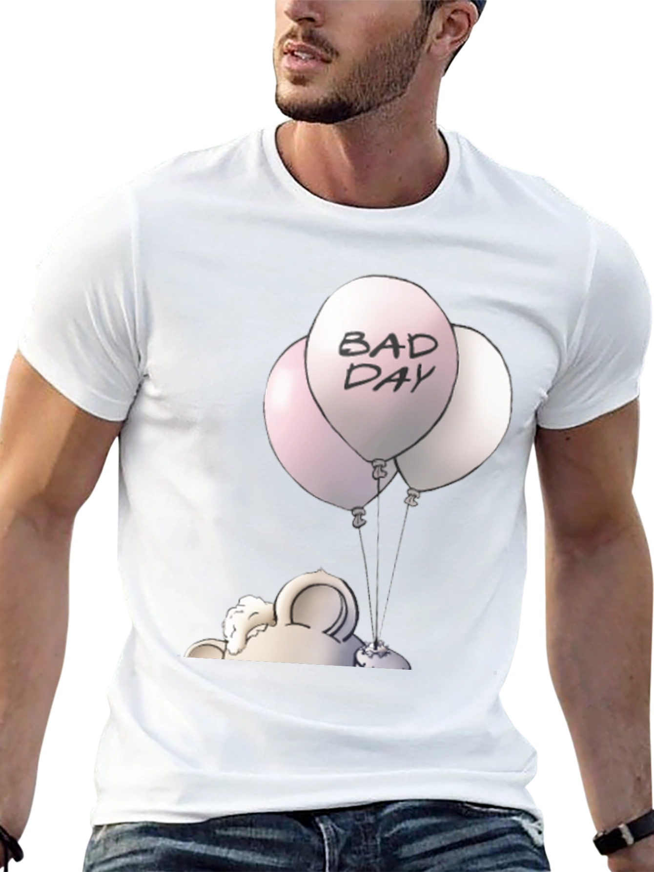 Black Bad Day Balloons Graphic Tee - Unisex Black T-Shirt view 13