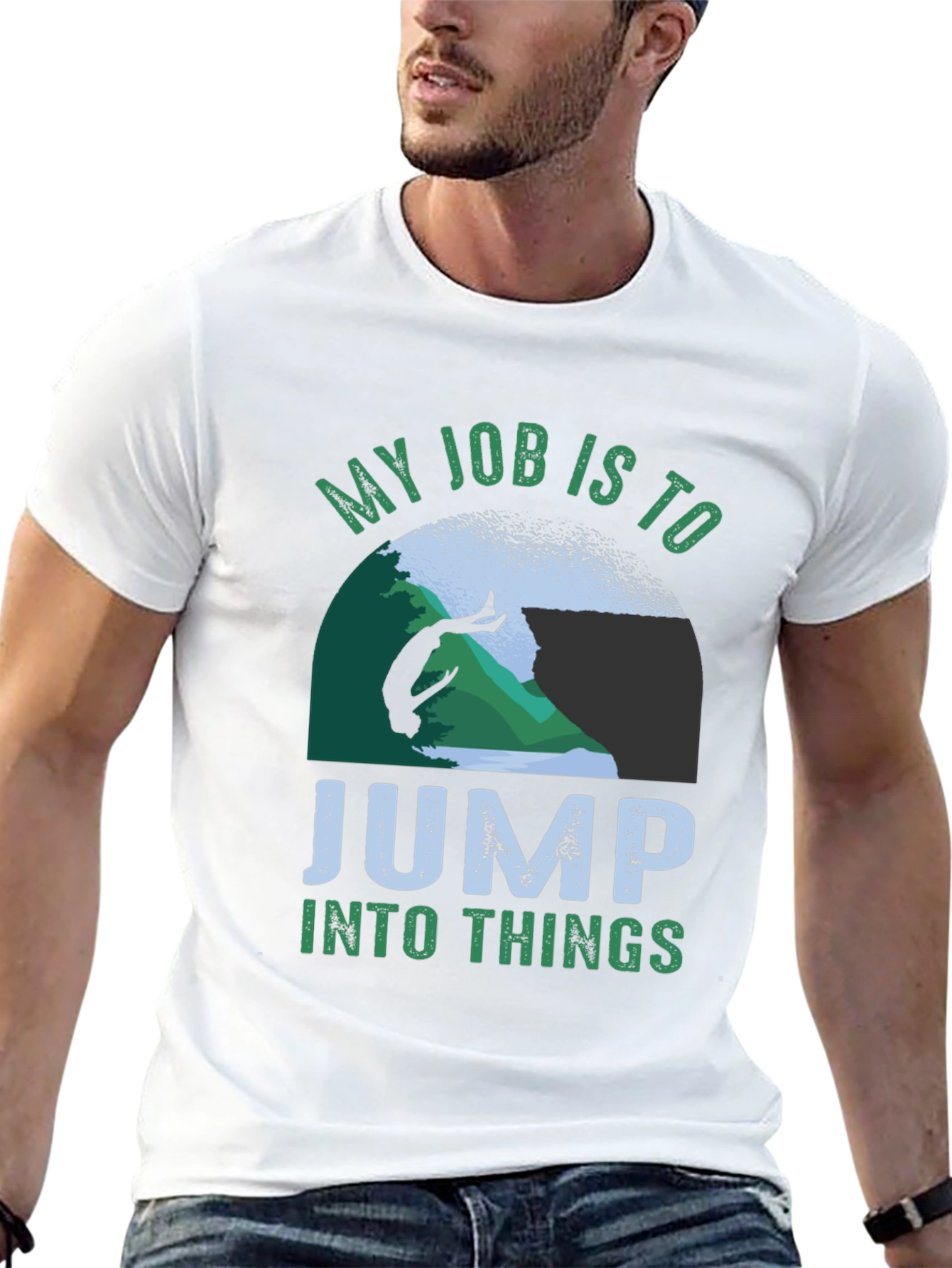Black My Job Is To Jump Into Things T-Shirt view 13