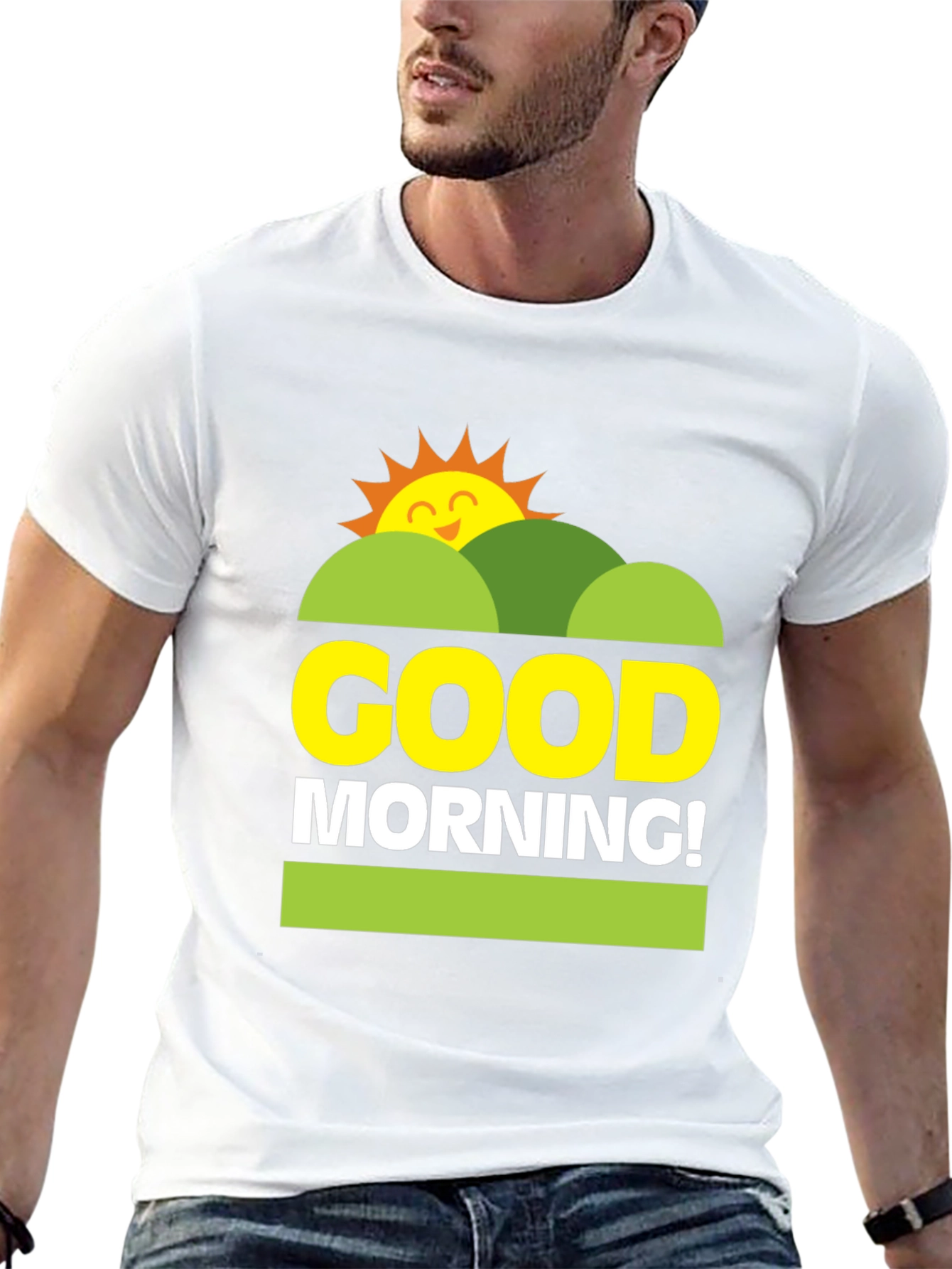 Black Good Morning Graphic Tee - Unisex Black T-Shirt view 13