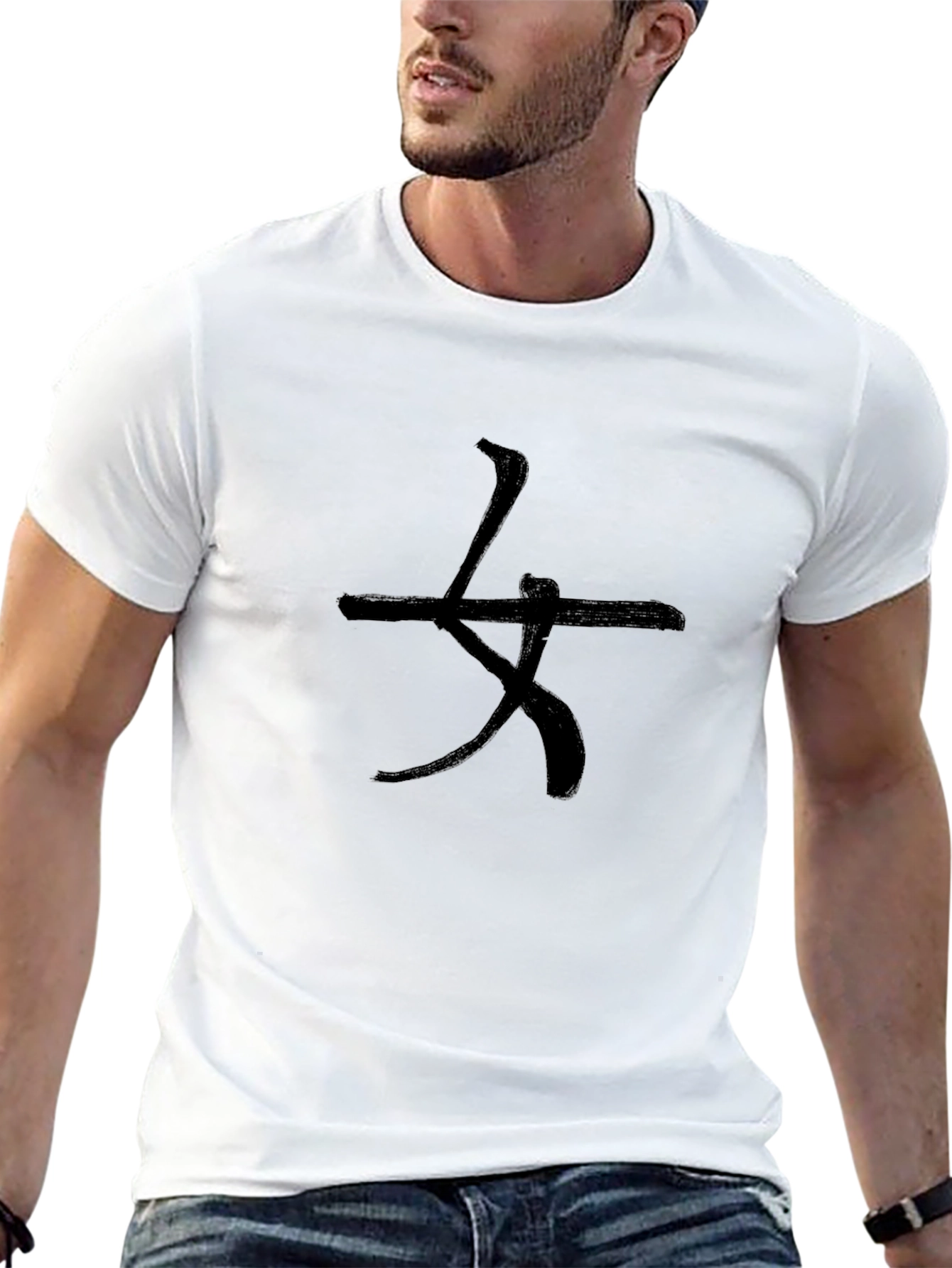 Black Kanji Character Black T-Shirt view 13